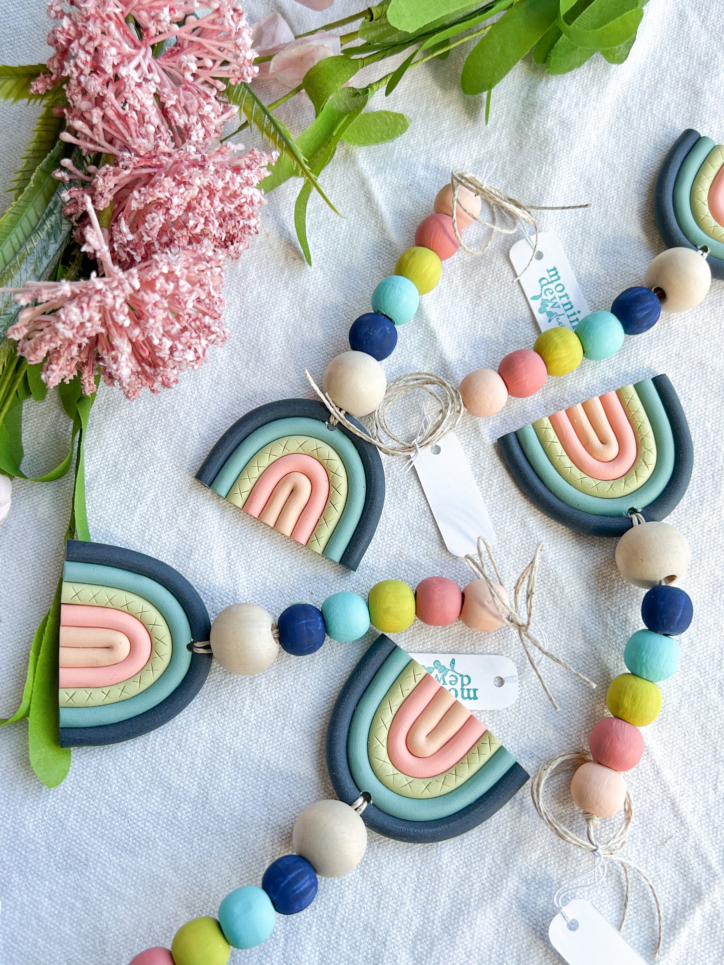 Boho Retro Rainbow Car Mirror Clay Diffuser