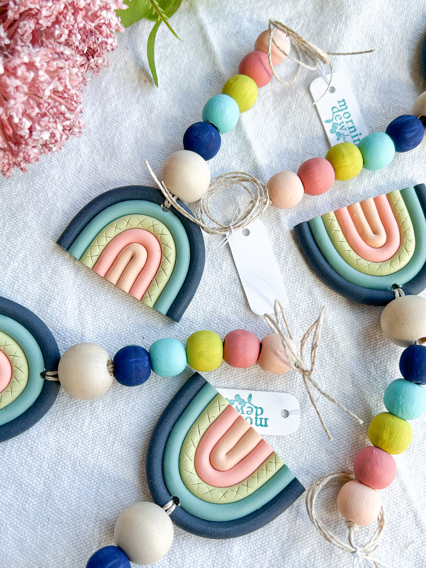 Boho Retro Rainbow Car Mirror Clay Diffuser