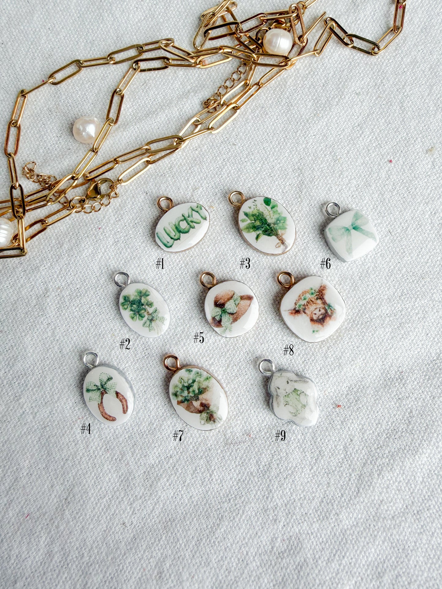 St. Patty's Day Themed Transfer Paper Designed Polymer Clay Charms