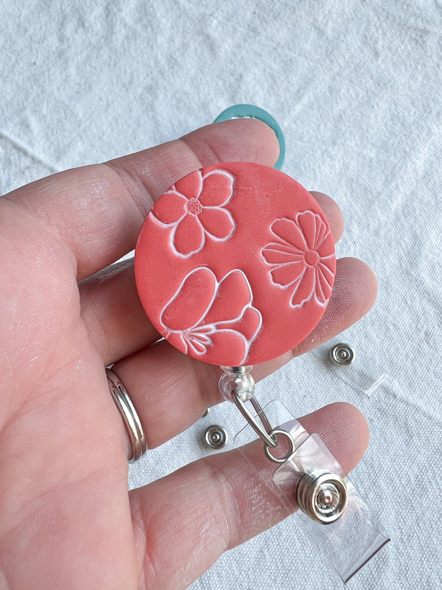 Boho Flower and Mandala Polymer Clay Badges | Nurse and Teacher Retractable Badges
