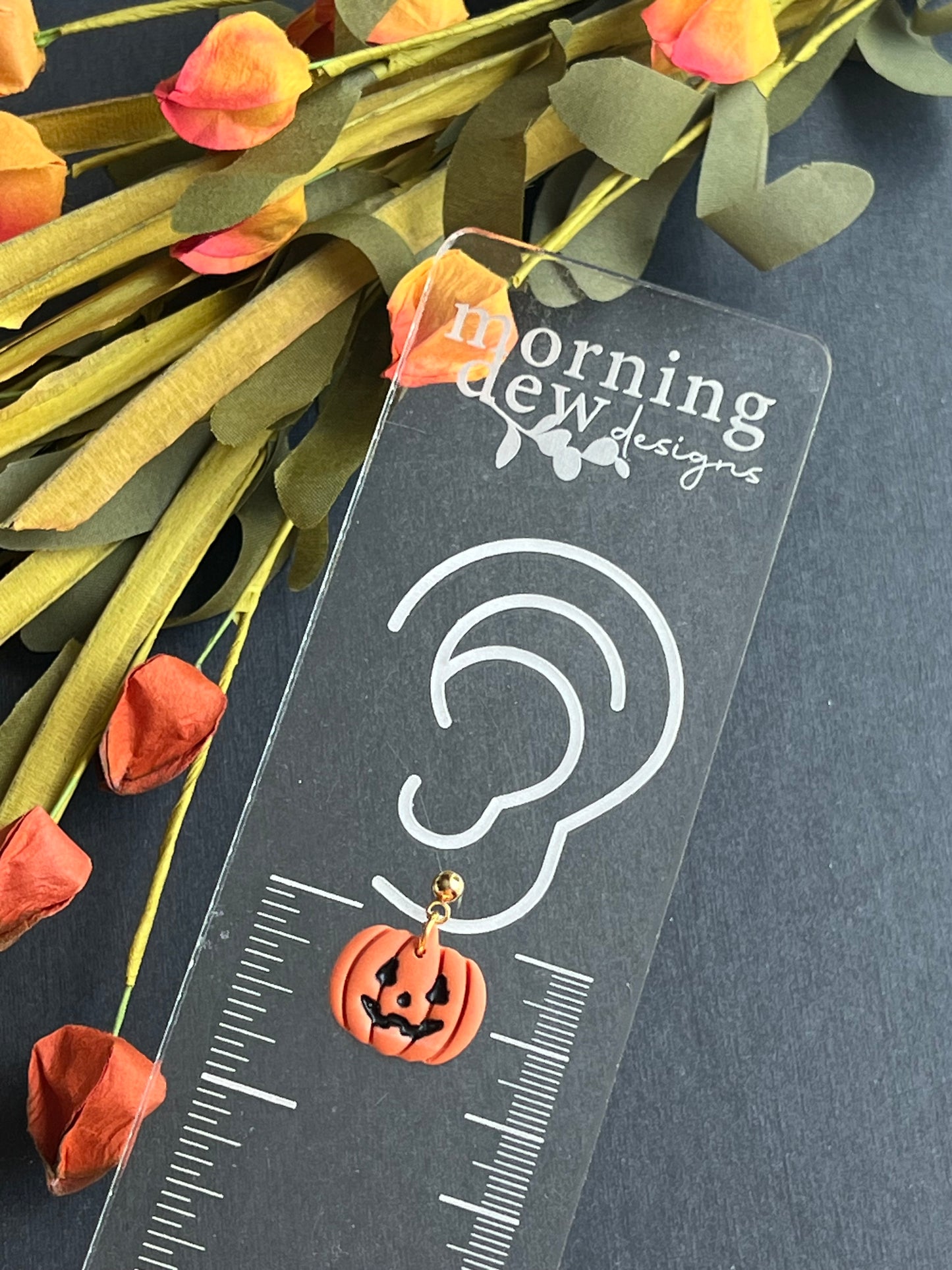 Jack-O-Lantern Pumpkin Polymer Clay Earrings