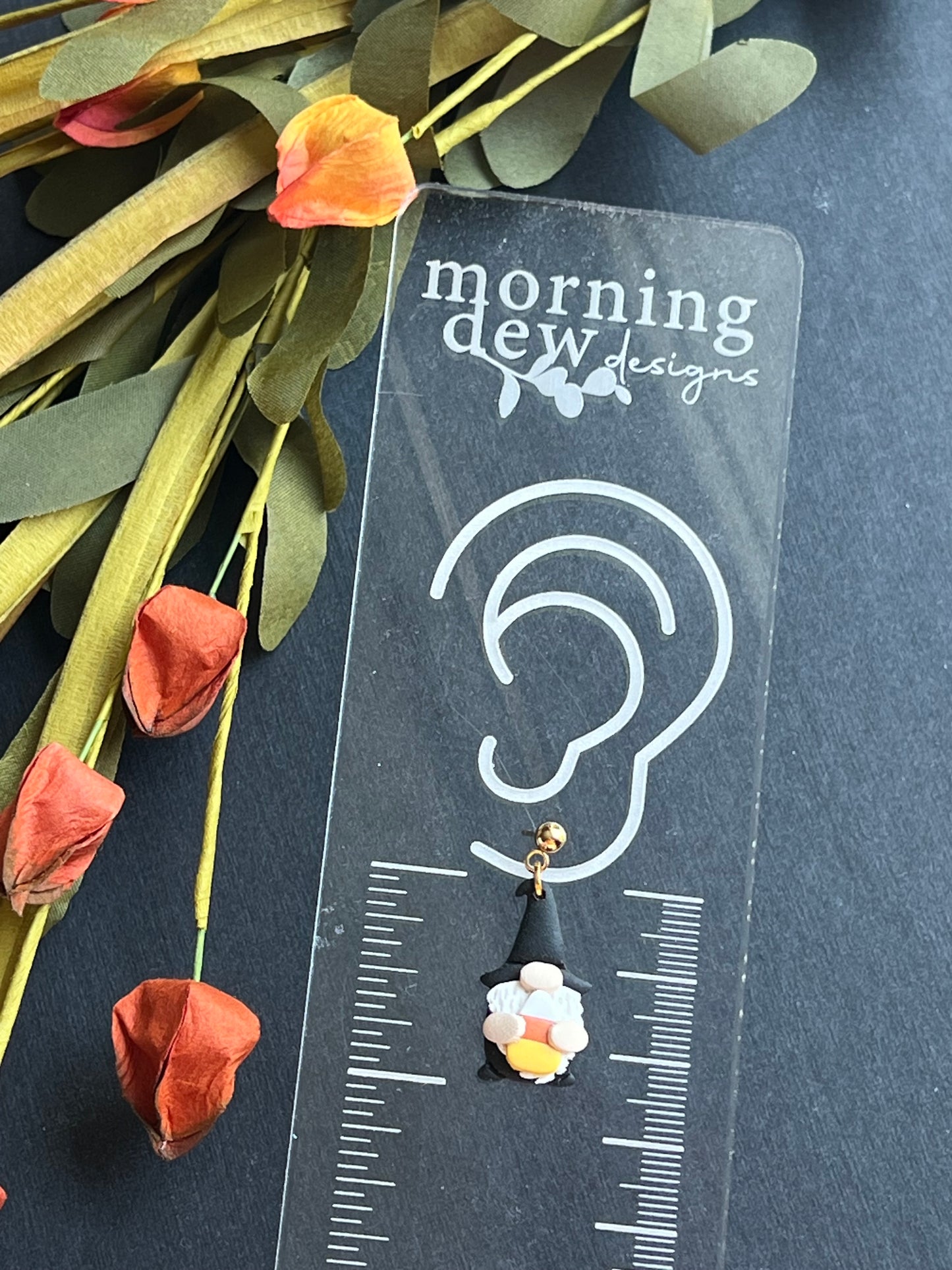 Witchy Gnome with Candy Corn Polymer Clay Earrings
