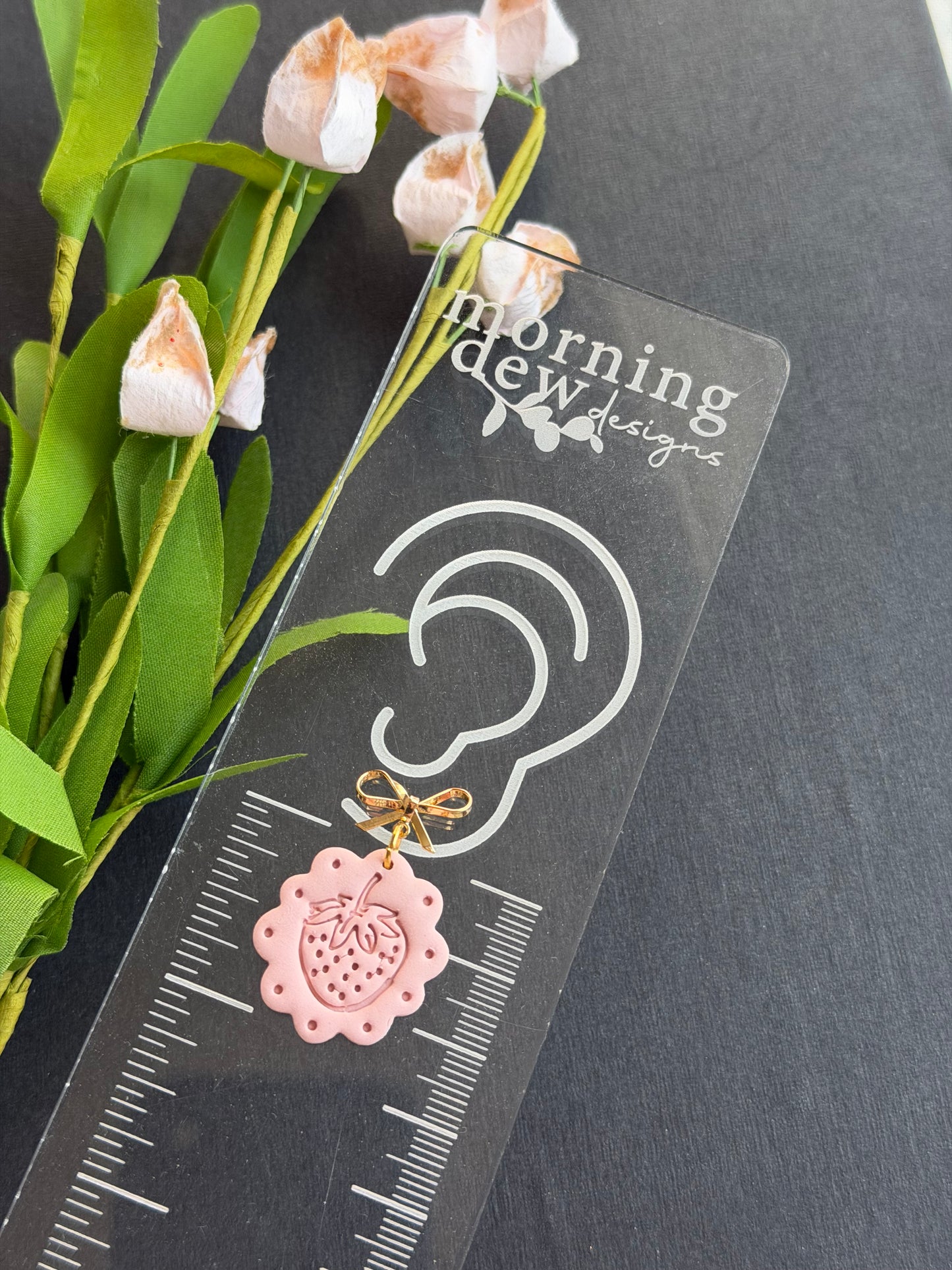 Pink Blossom Strawberry Scalloped Polymer Clay Earrings