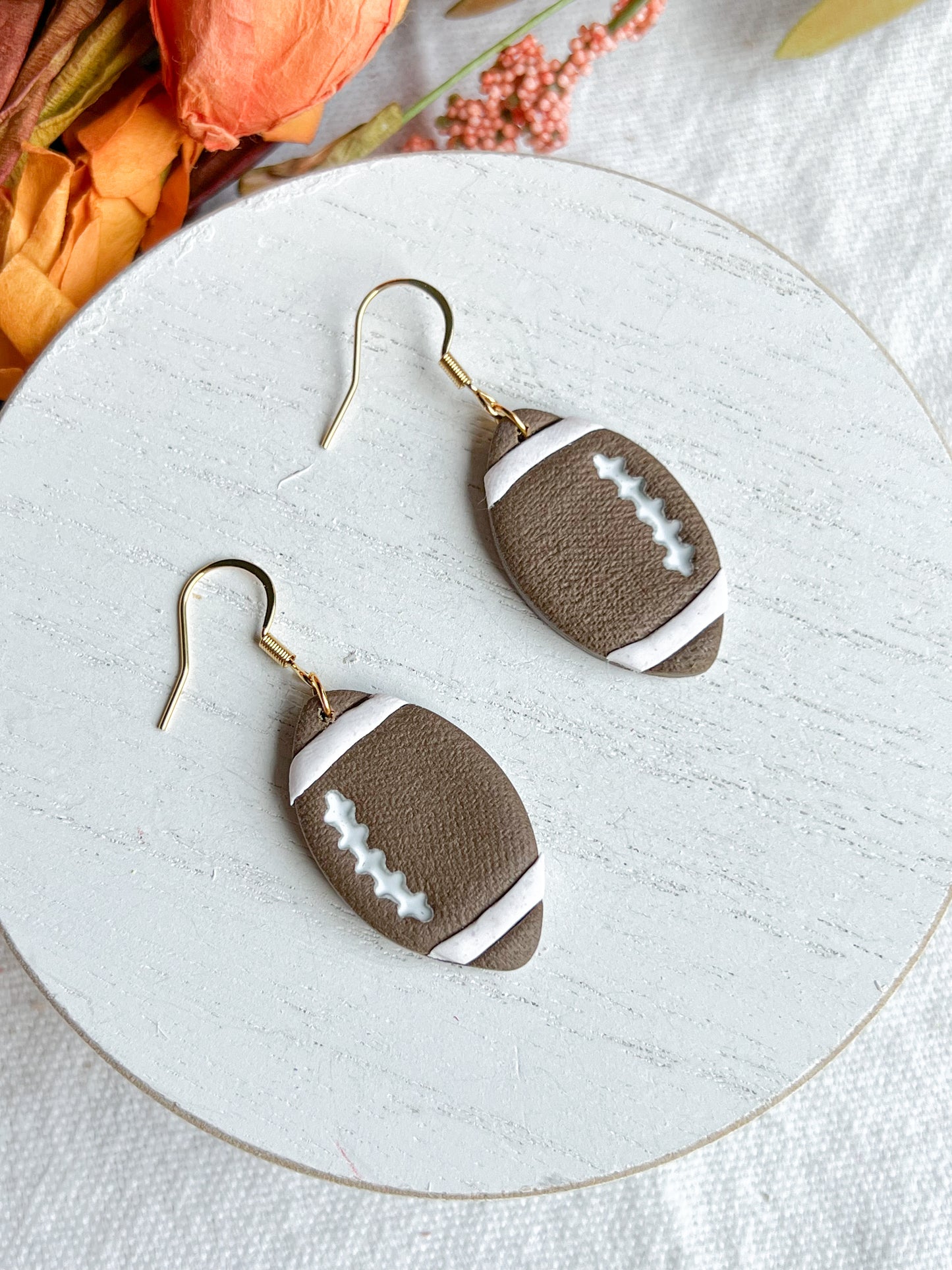 Faux Leather Polymer Clay Football Dangles
