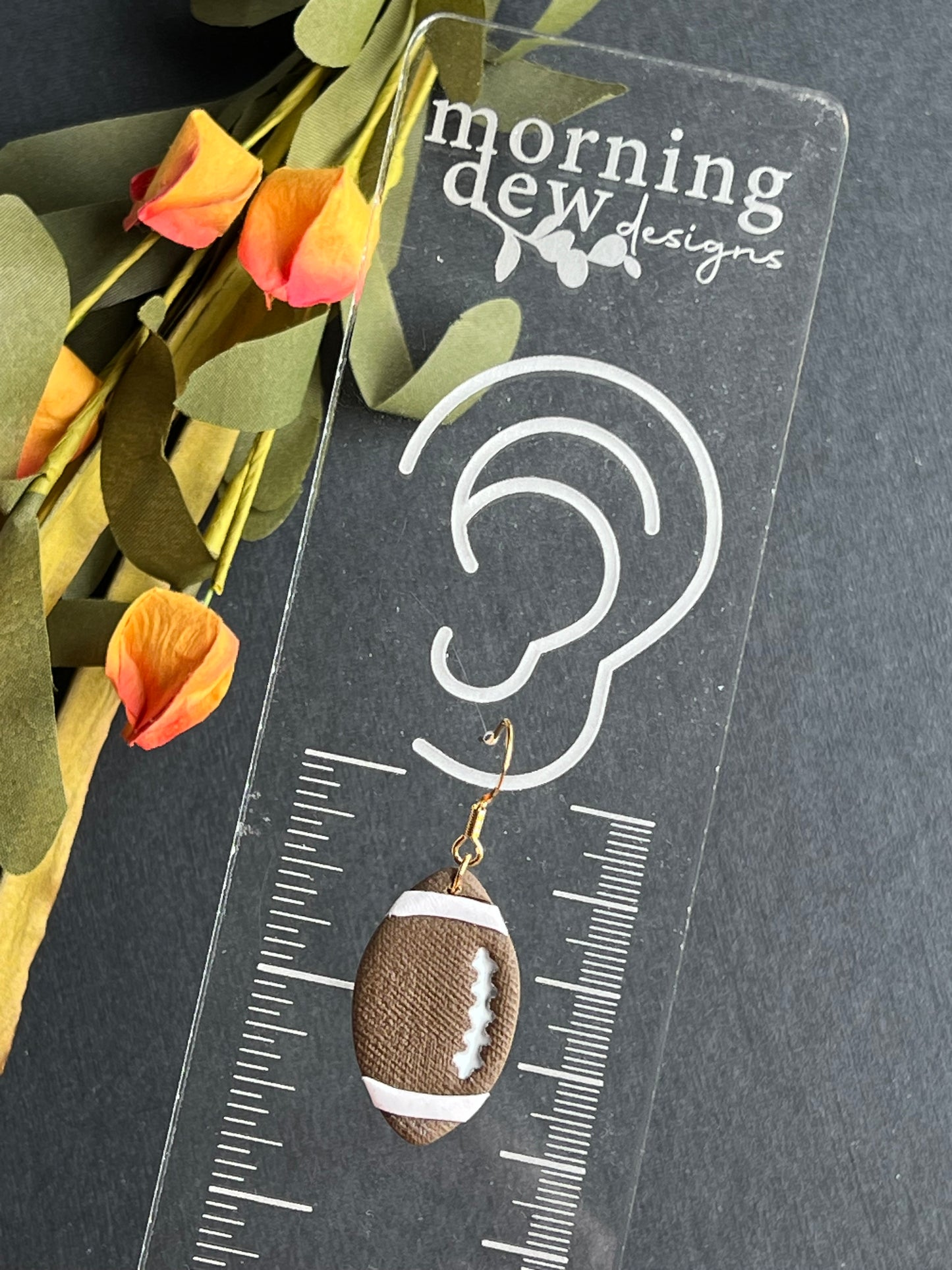 Faux Leather Polymer Clay Football Dangles