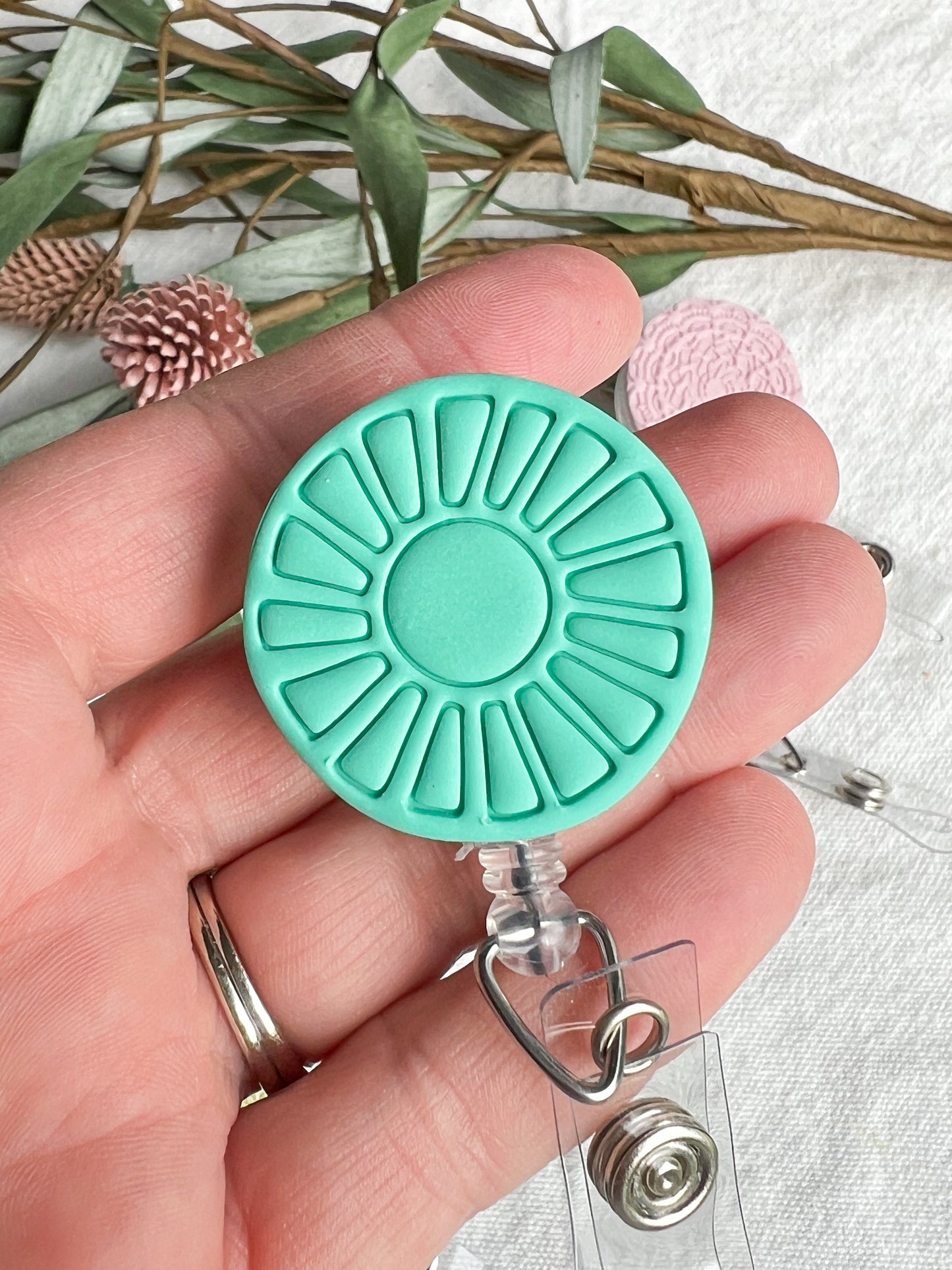 Boho Flower and Mandala Polymer Clay Badges | Nurse and Teacher Retractable Badges