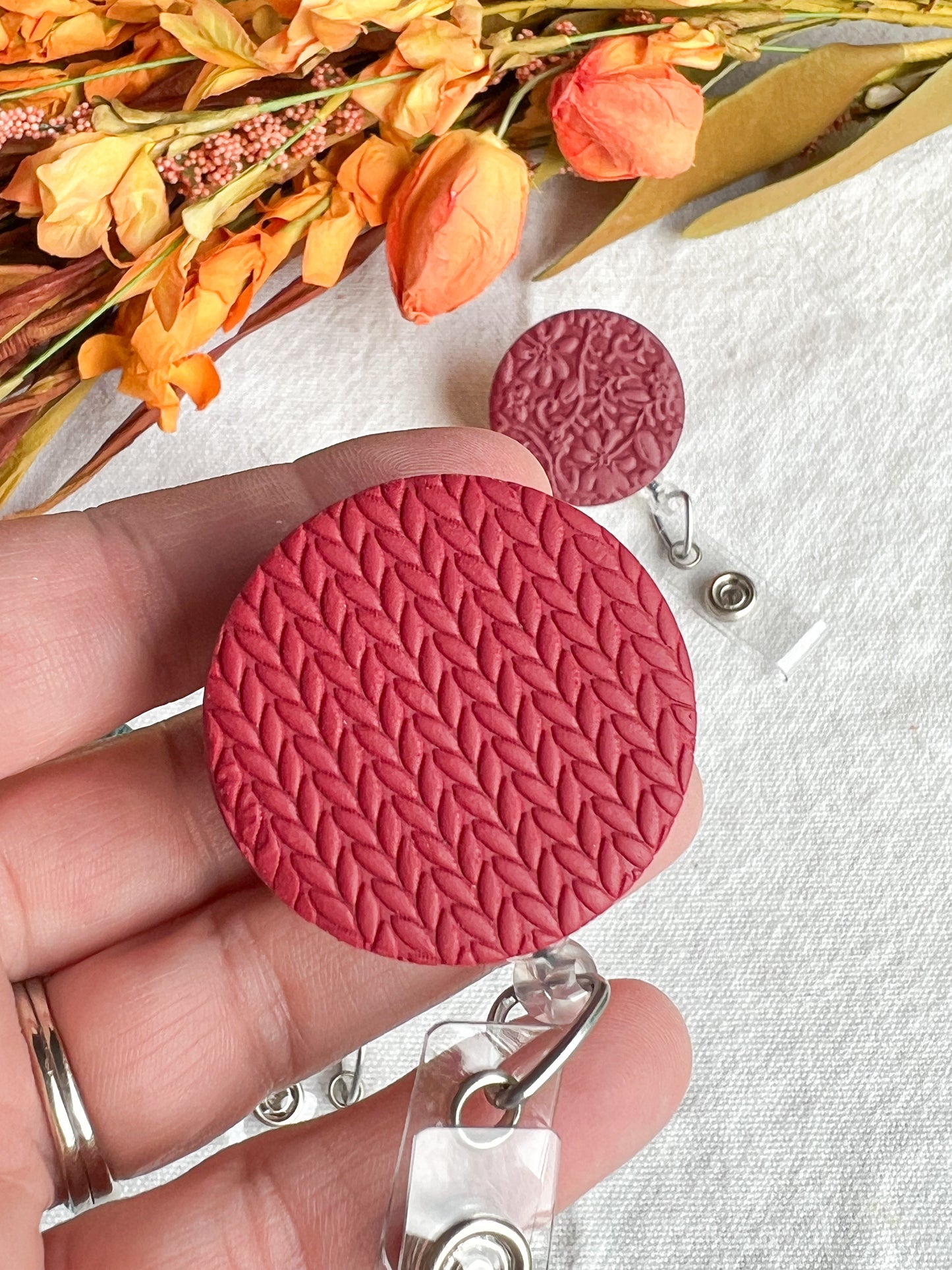 Colorful Textured Polymer Clay Badges | Nurse and Teacher Retractable Badges