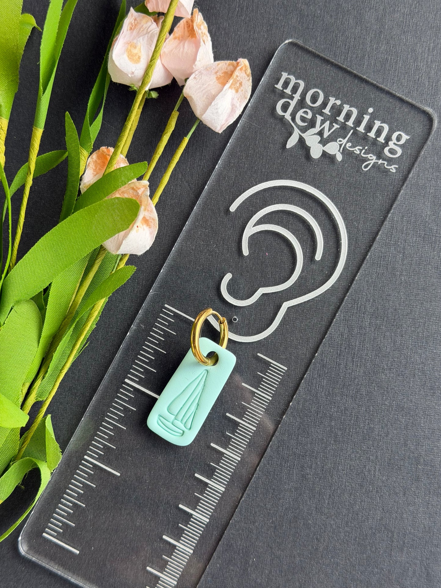Embossed Sailboat Rectangle Polymer Clay Earrings | Seaside Charm Collection