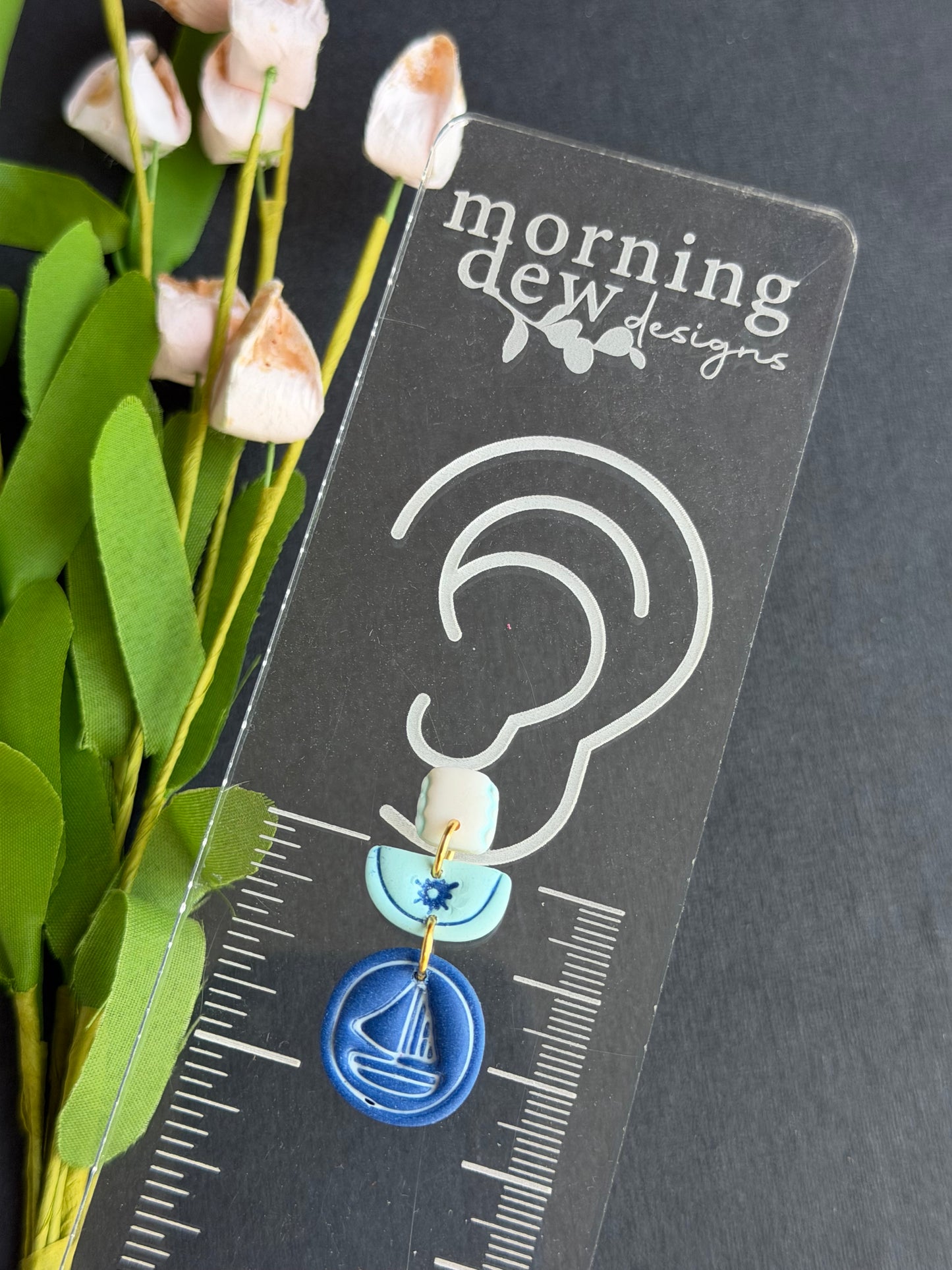 Nautical Sailboat Tiered Drop Polymer Clay Earrings | Seaside Charm Collection