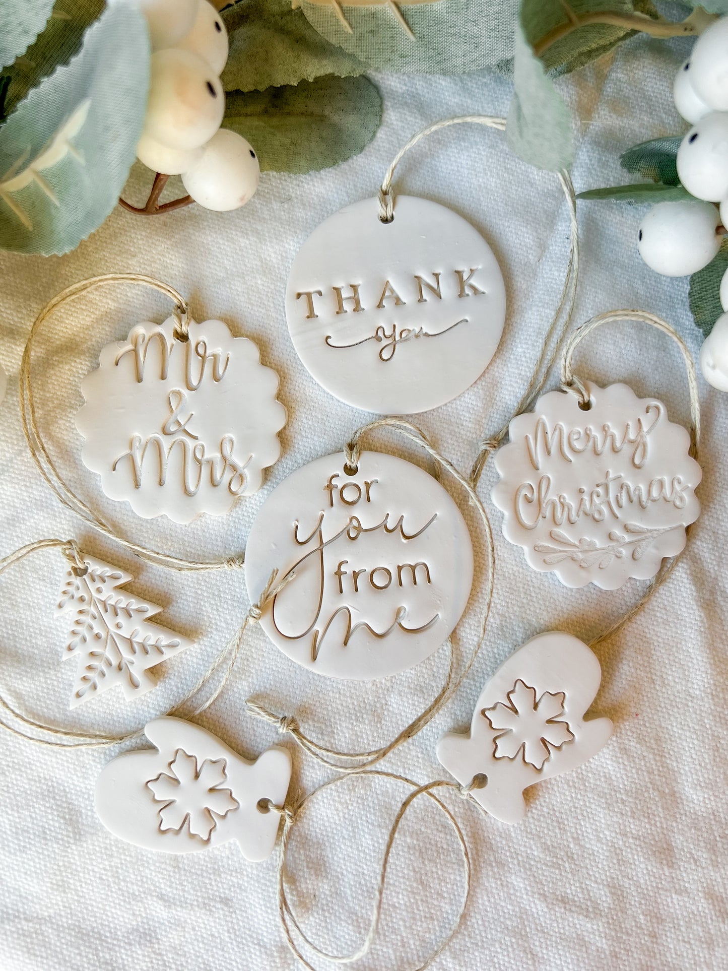 Polymer Clay Gift Tags - Christmas Tags, Mr. & Mrs. Tags, Thank You Tags