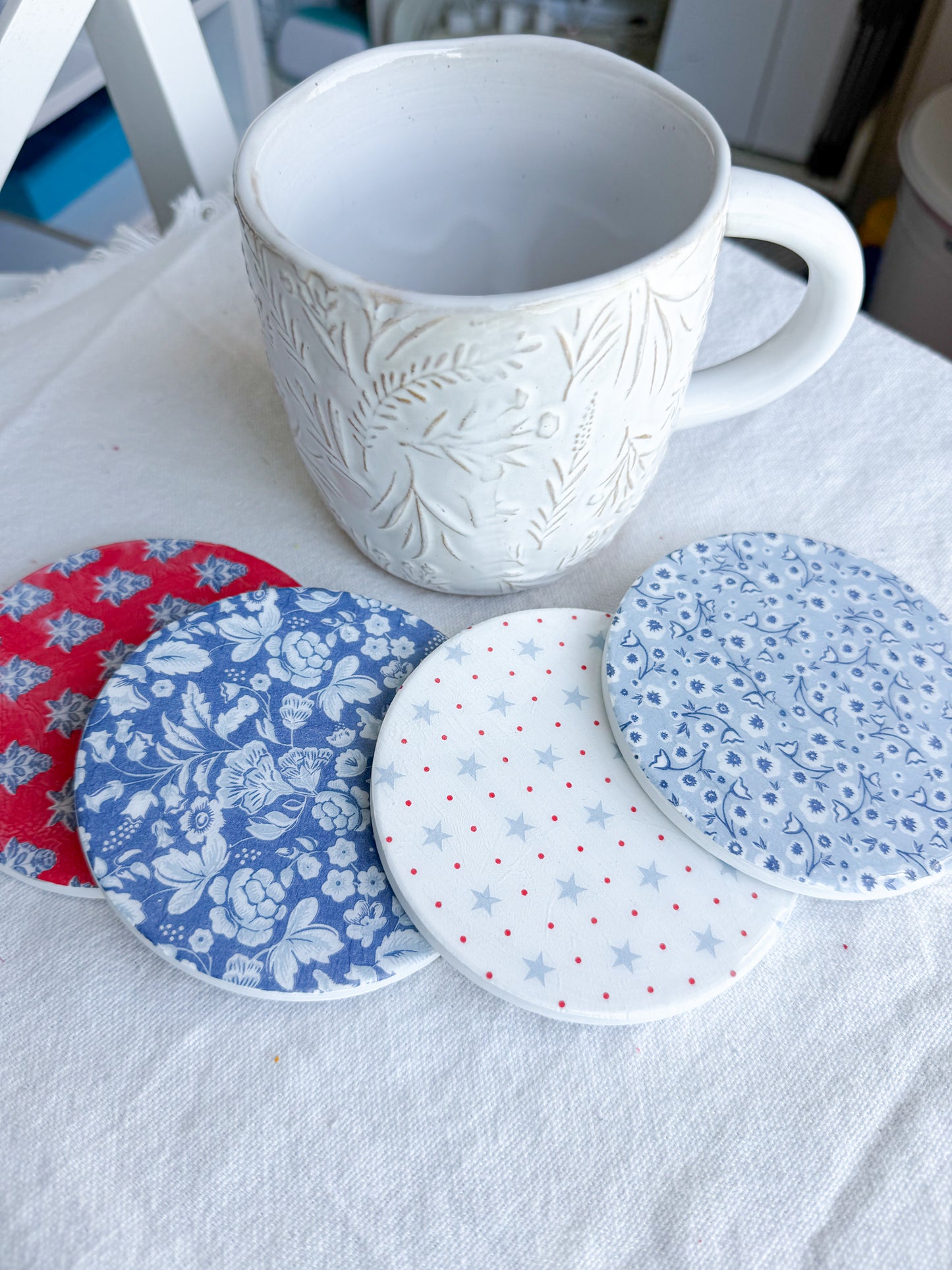 Americana Floral Beverage Coasters | Set of 4 Table Coasters