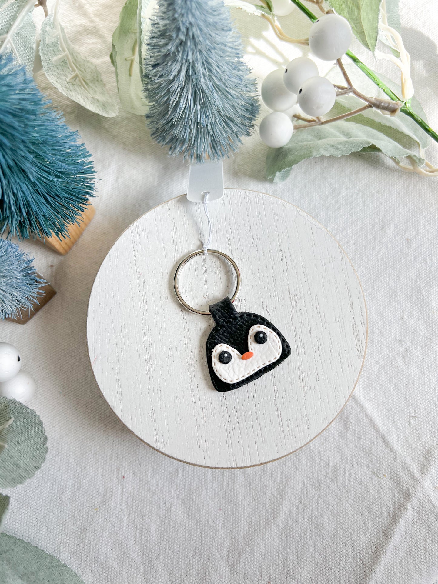 Christmas Character Faux Leather Polymer Clay Keychains | Santa | Gingerbread Man | Christmas Tree | Stocking | Penguin