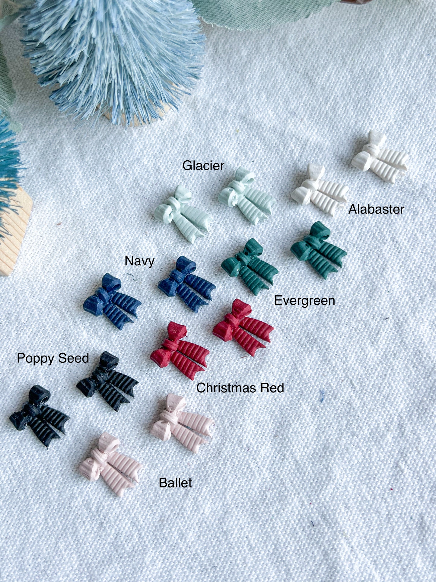 Holiday/Everyday Textured Ribbon Mini Bow Polymer Clay Studs