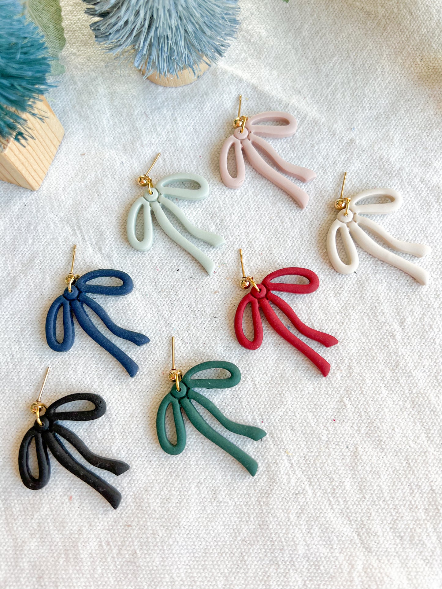 Holiday/Everyday Ribbon Bow Polymer Clay Earrings