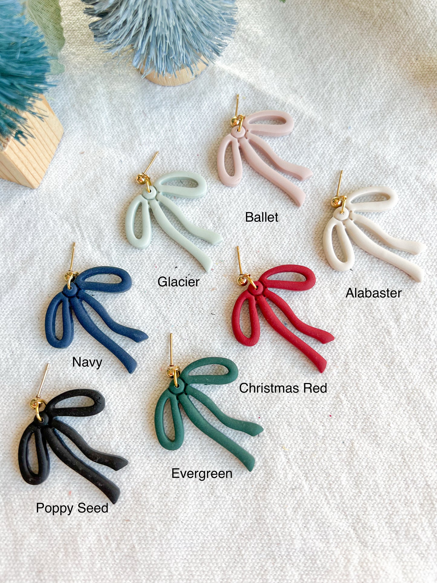 Holiday/Everyday Ribbon Bow Polymer Clay Earrings