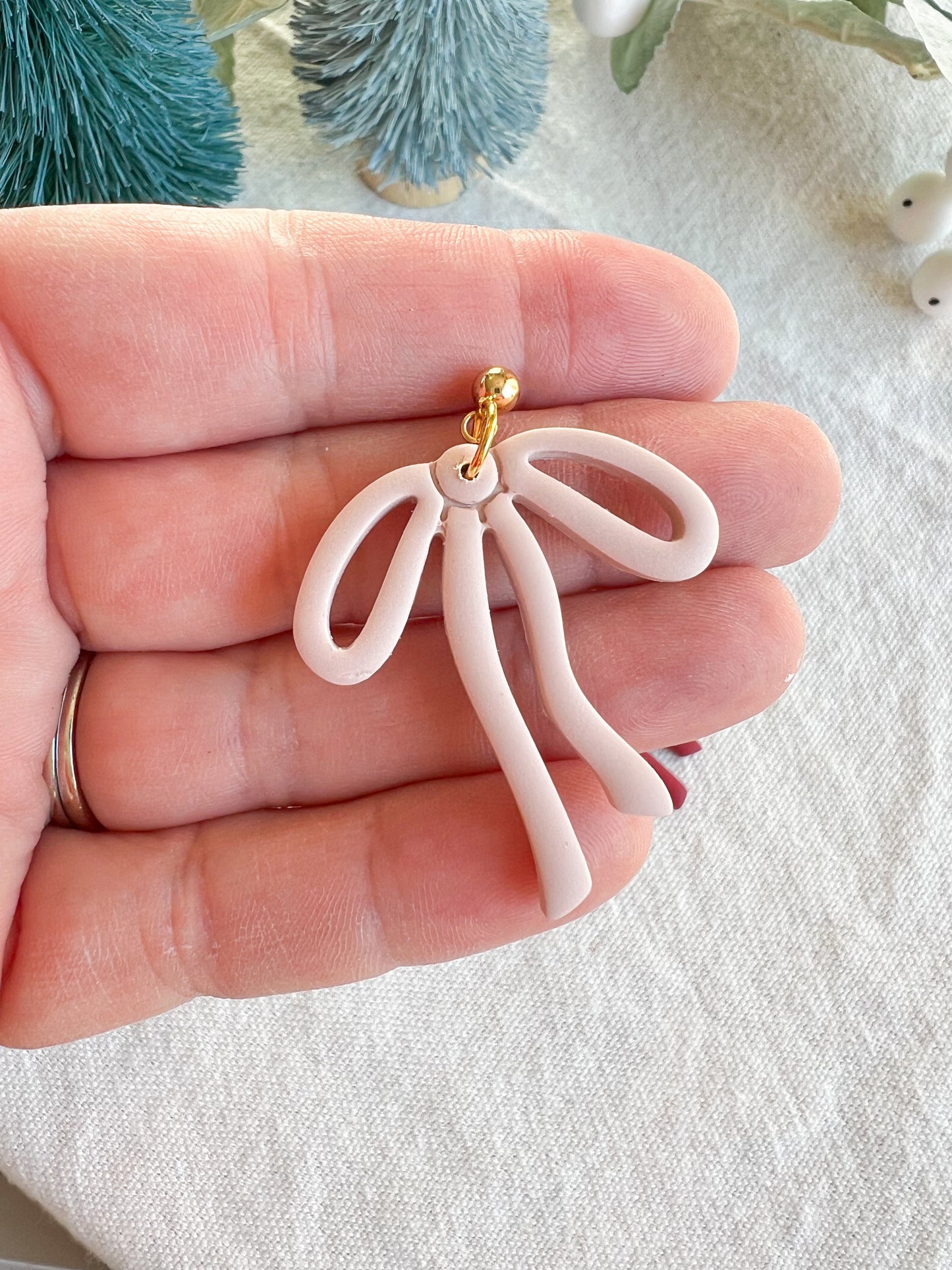 Holiday/Everyday Ribbon Bow Polymer Clay Earrings