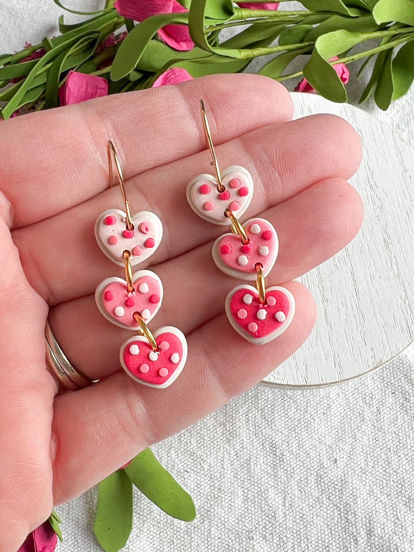 Heart Shaped Iced Sugar Cookie Polymer Clay Dangles