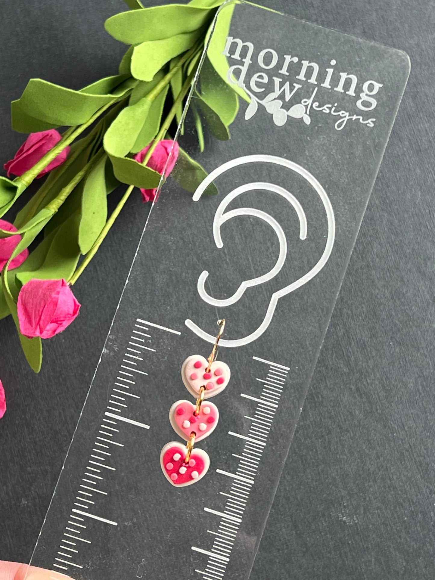 Heart Shaped Iced Sugar Cookie Polymer Clay Dangles