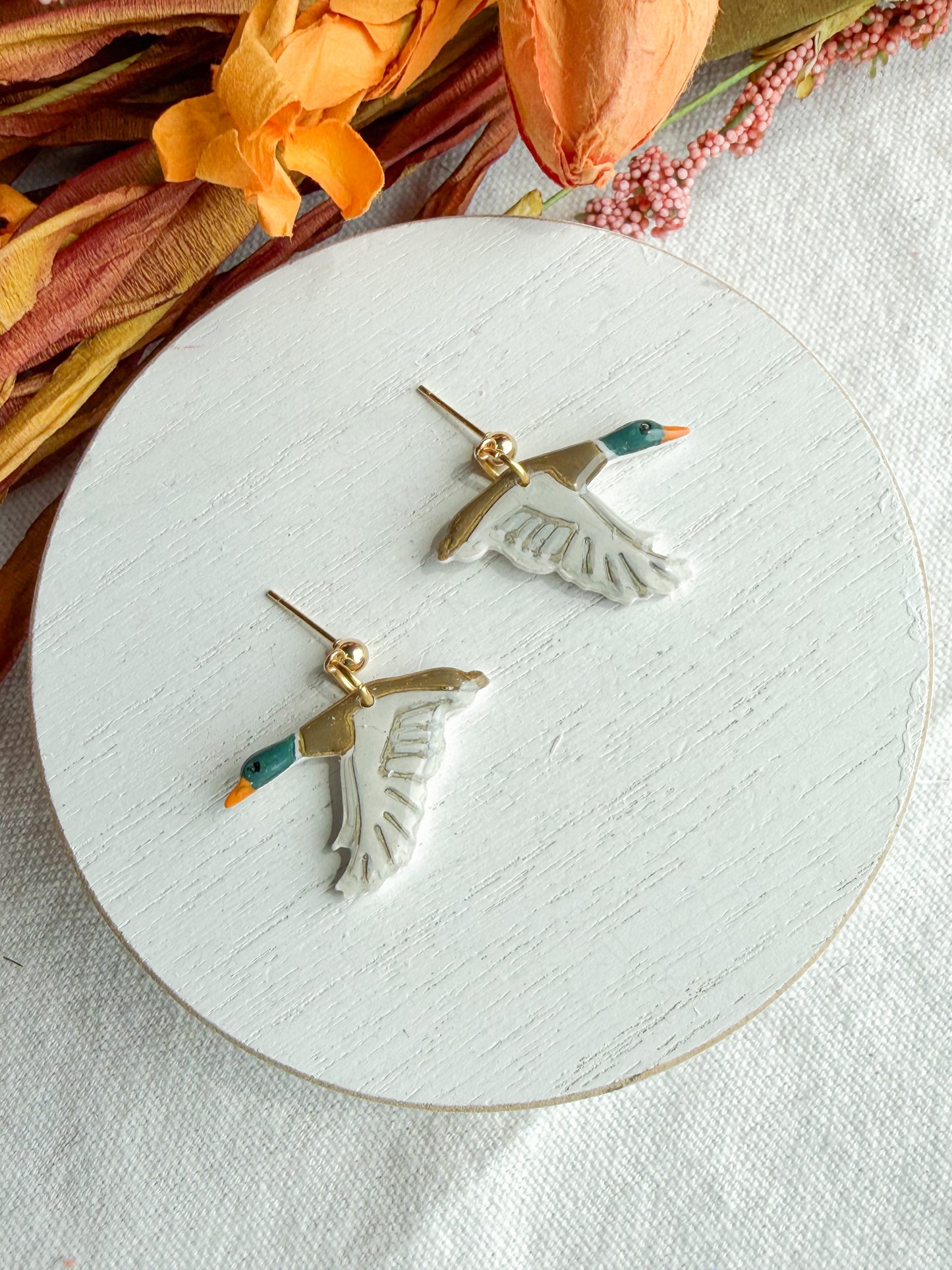 Mallard Duck Polymer Clay Earrings