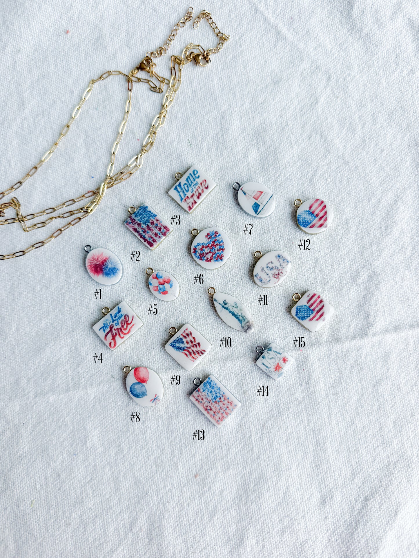 Americana Transfer Paper Designed Polymer Clay Jewelry Charms