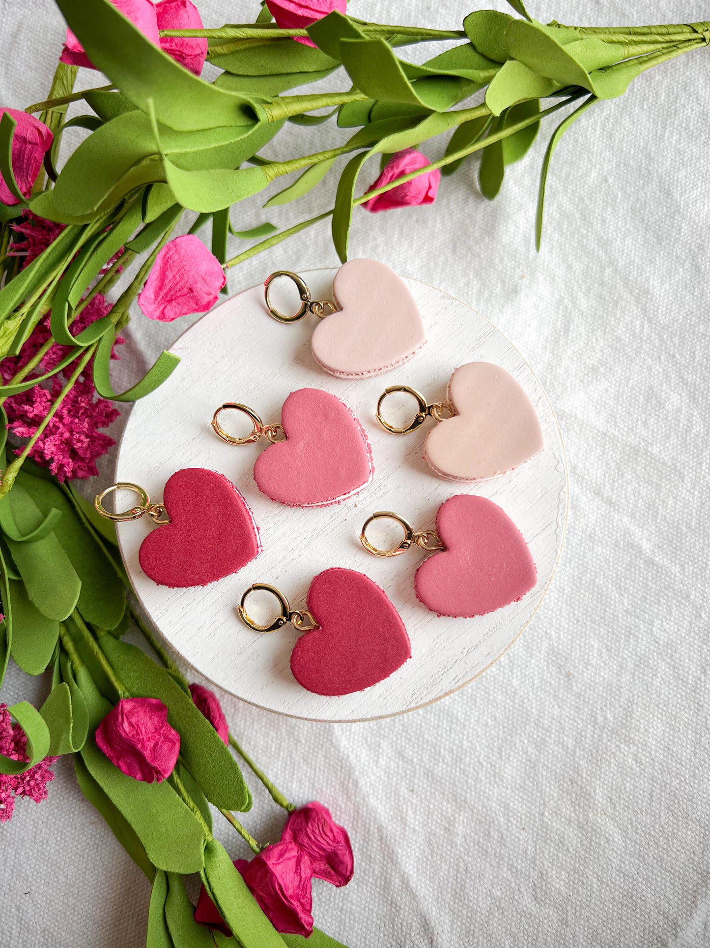 Heart Shaped Macarons Polymer Clay Earrings
