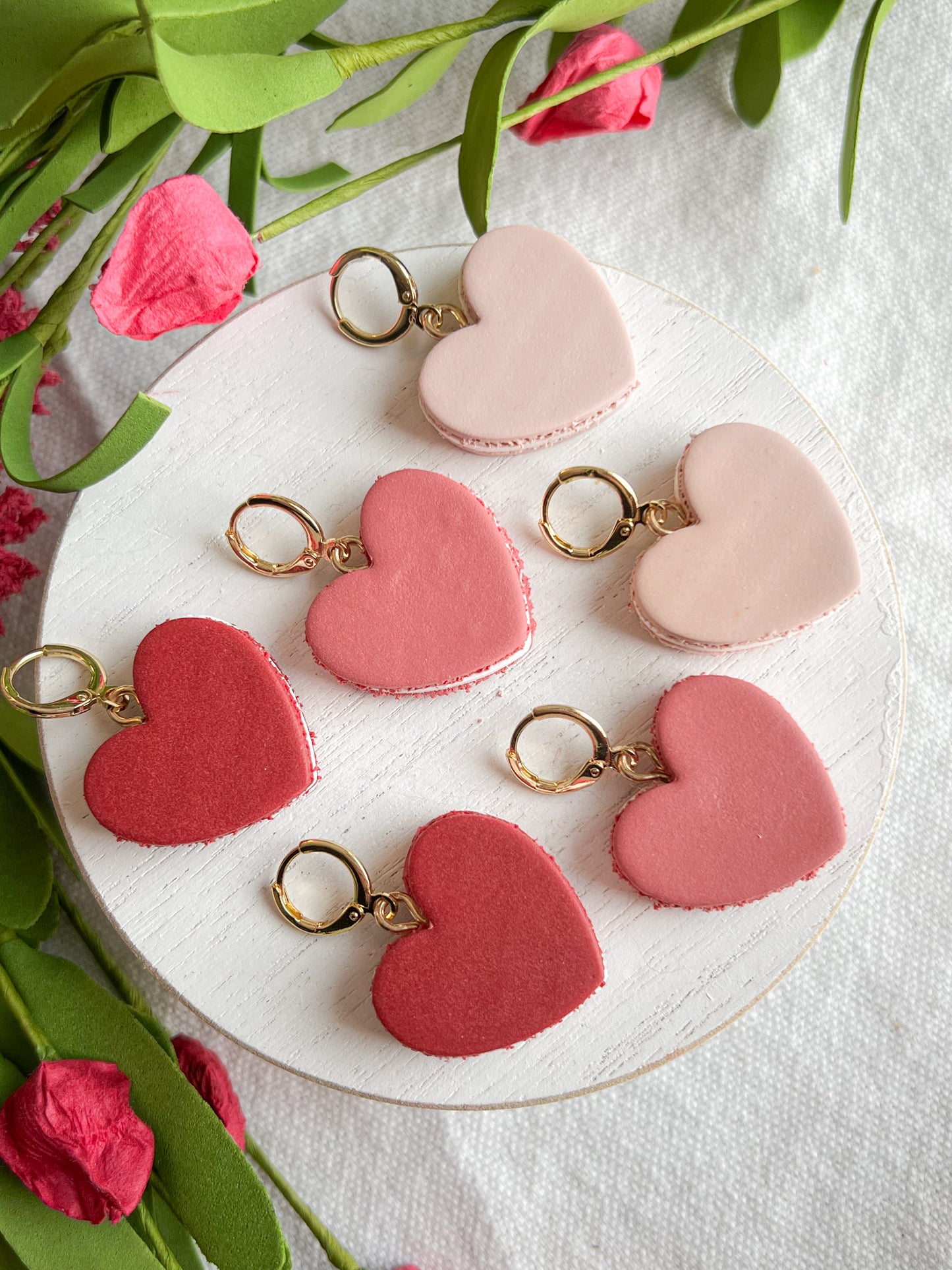 Heart Shaped Macarons Polymer Clay Earrings