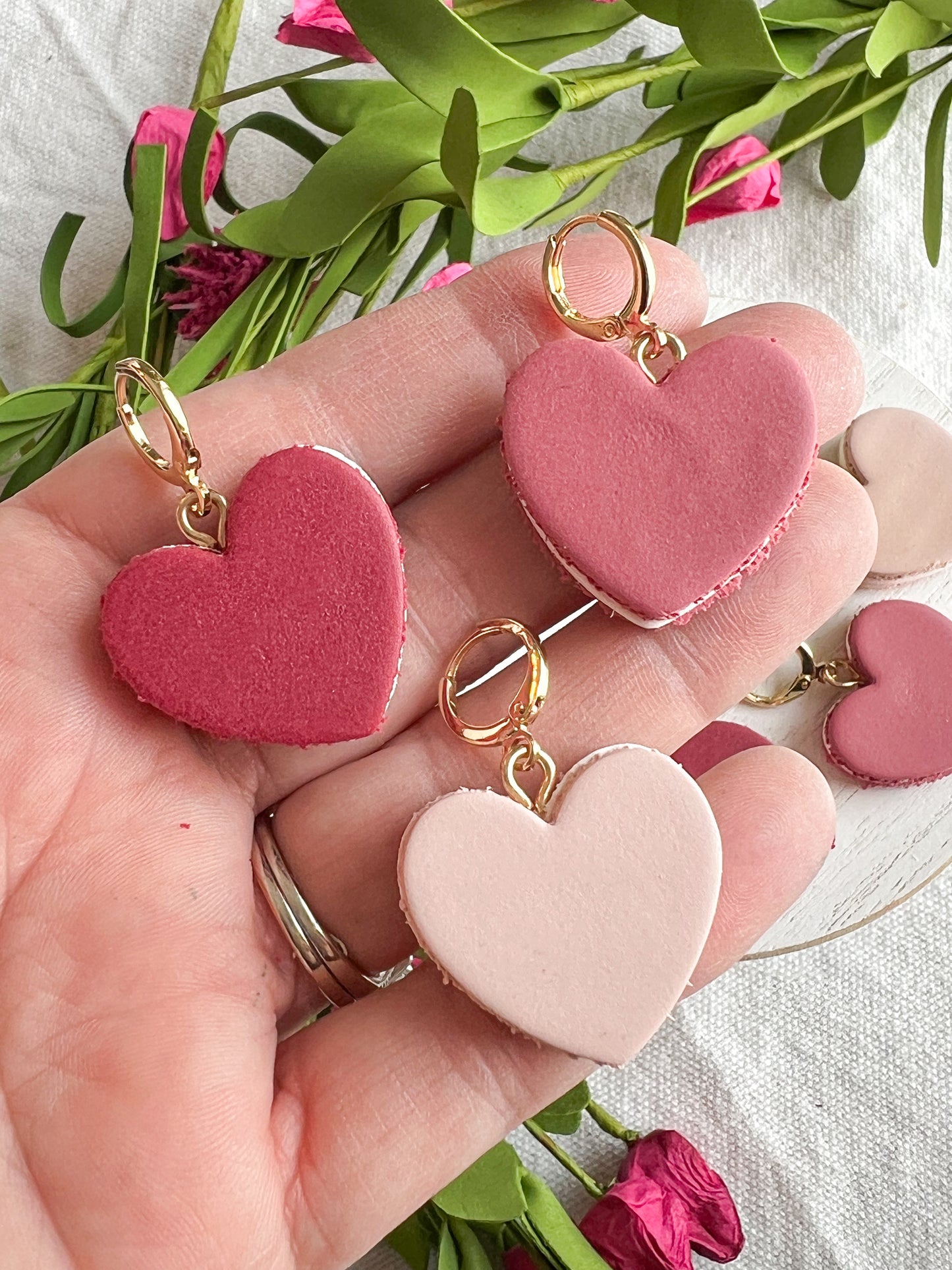 Heart Shaped Macarons Polymer Clay Earrings
