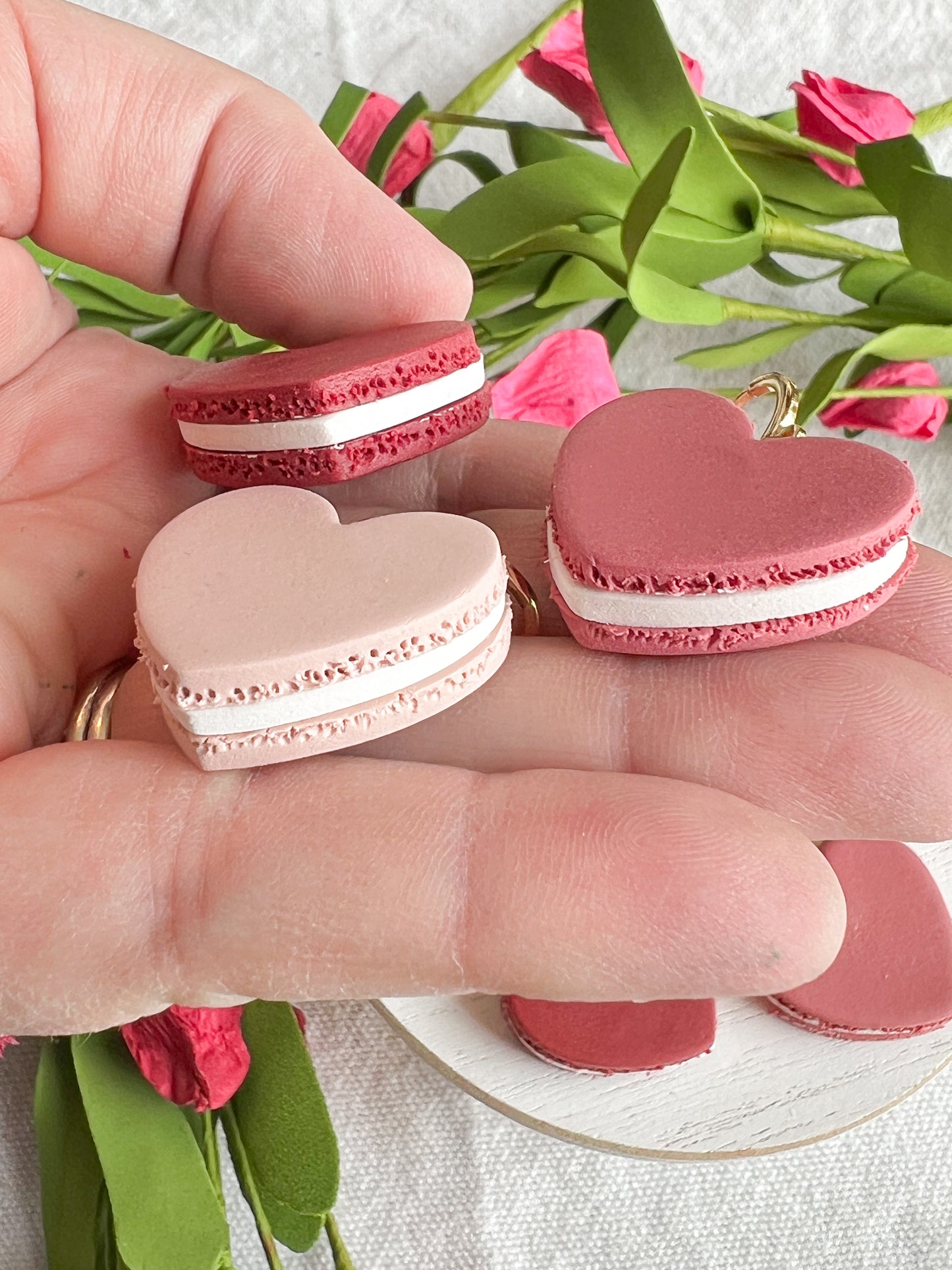 Heart Shaped Macarons Polymer Clay Earrings