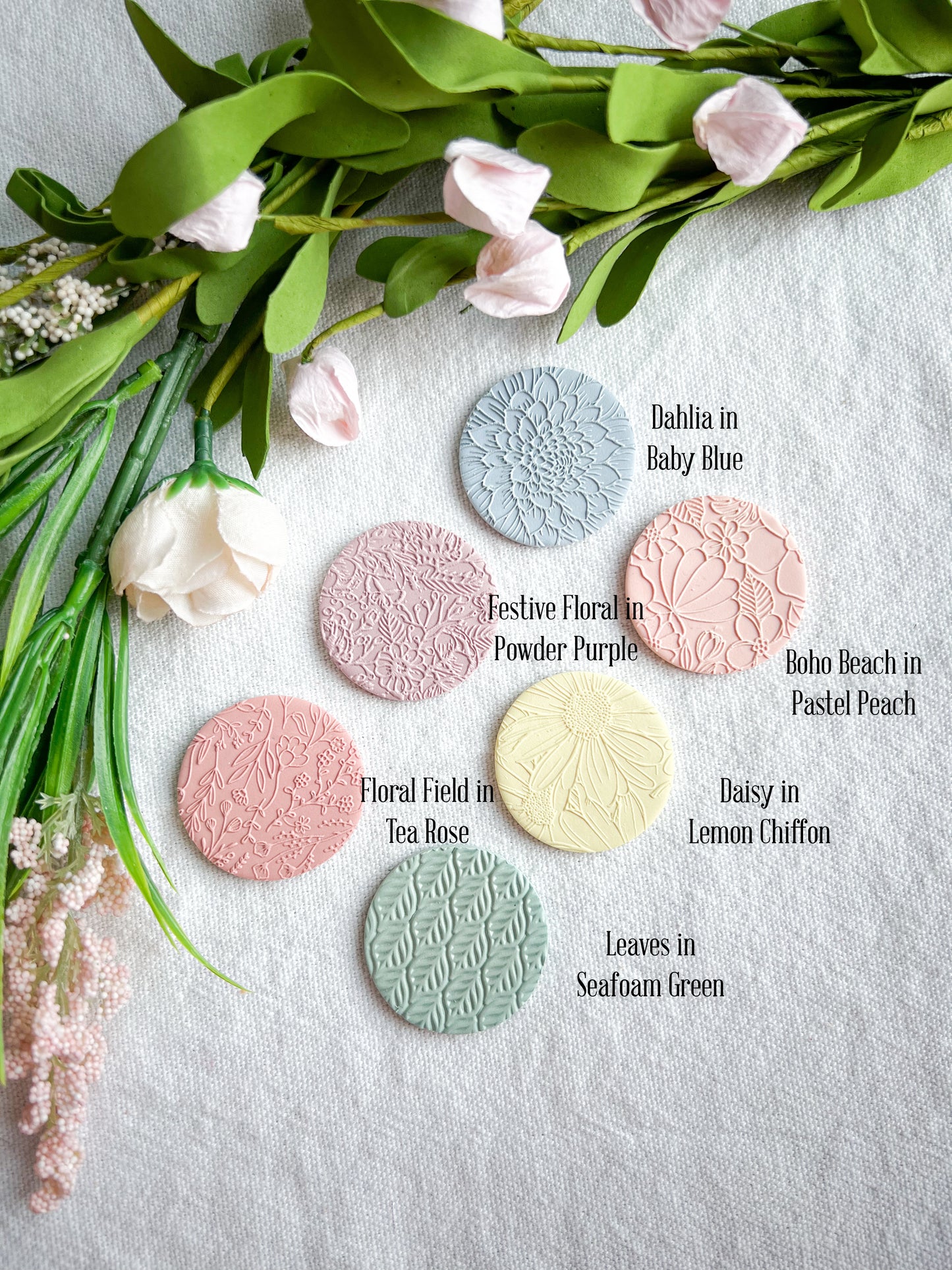 Colorful Textured Spring Pastel Floral Polymer Clay Badges | Nurse and Teacher Retractable Badges
