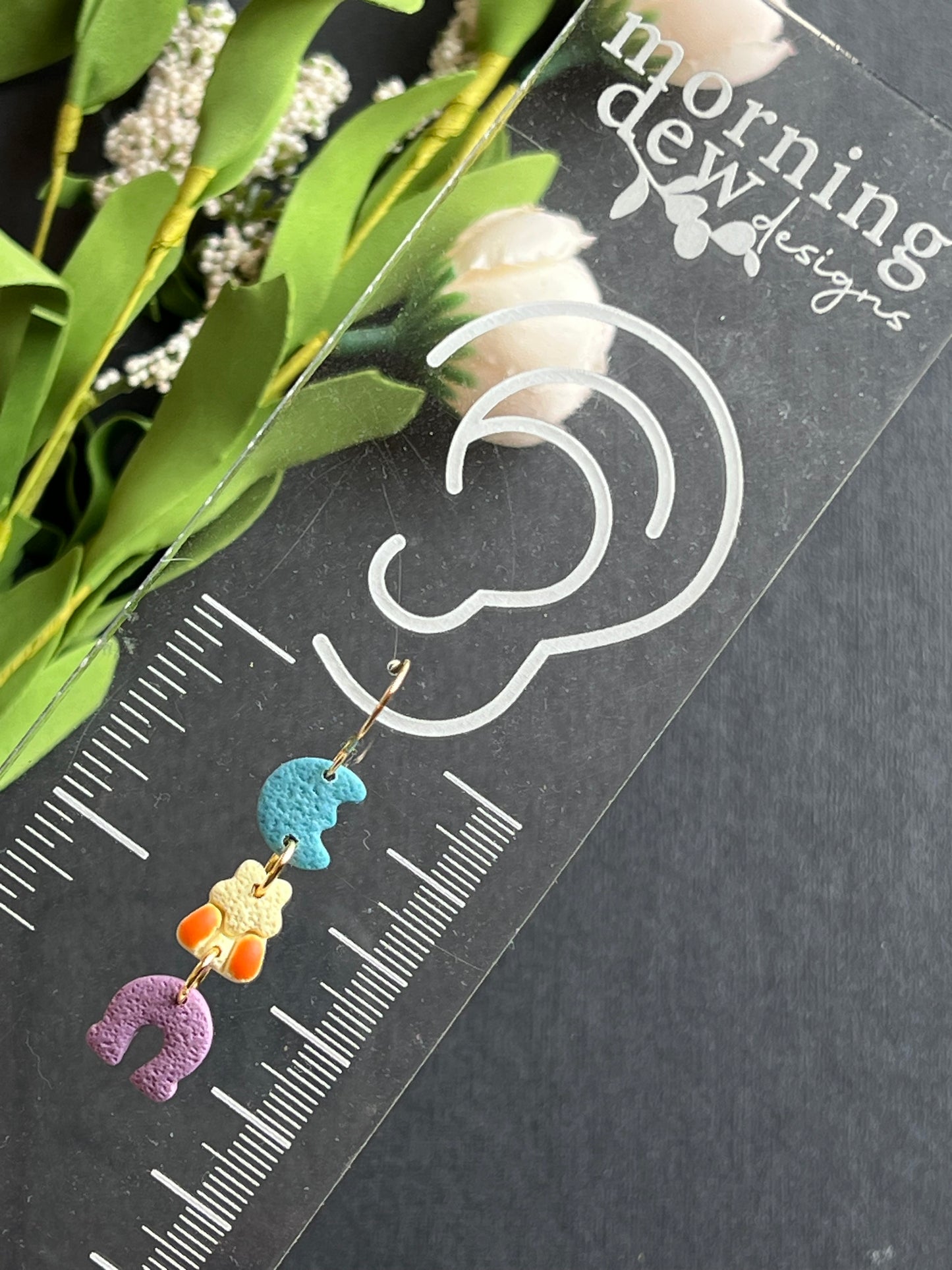 Lucky Marshmallow Charm Tiered Polymer Clay Dangles
