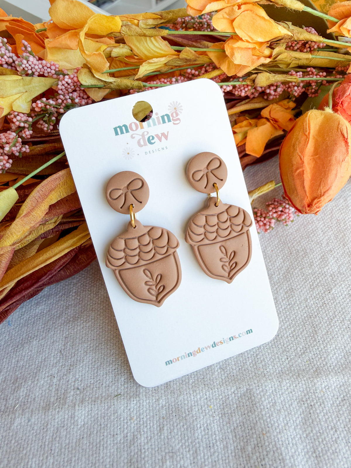 Autumn Woodland Acorn Polymer Clay Earrings