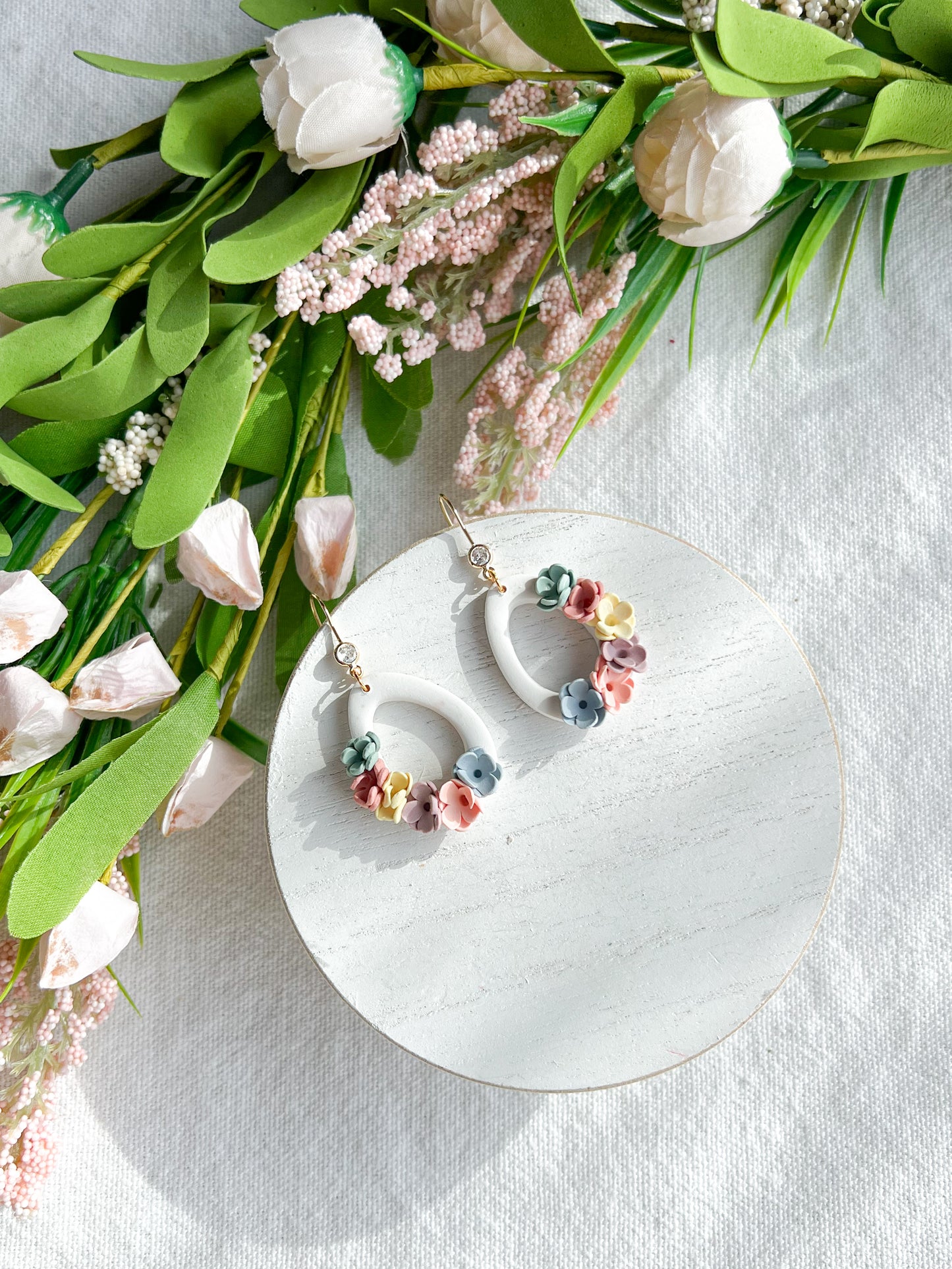 Pastel Floral Egg Polymer Clay Earrings