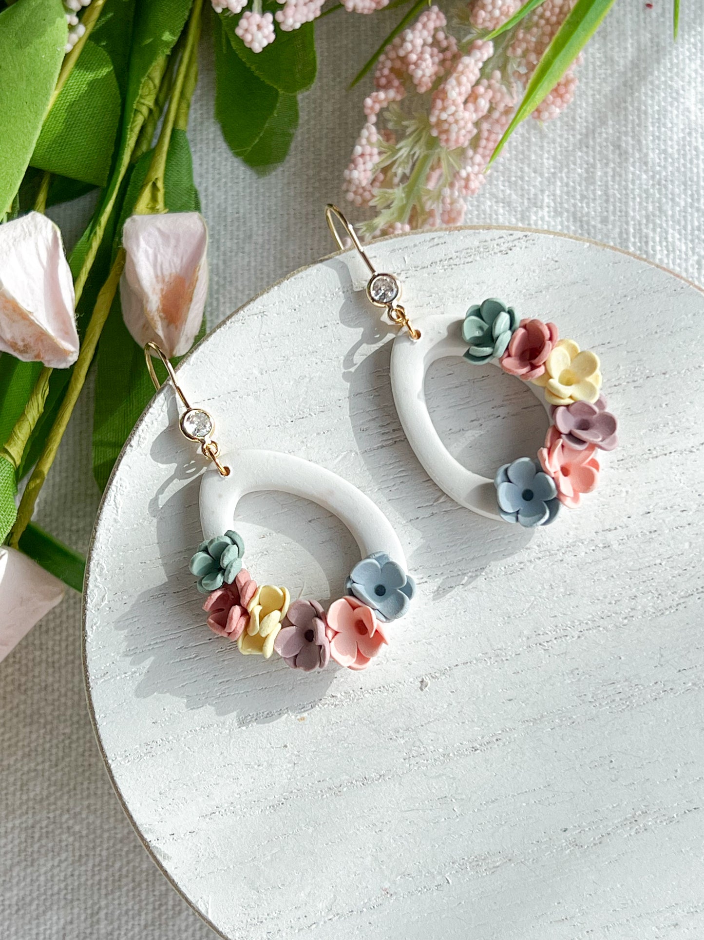 Pastel Floral Egg Polymer Clay Earrings
