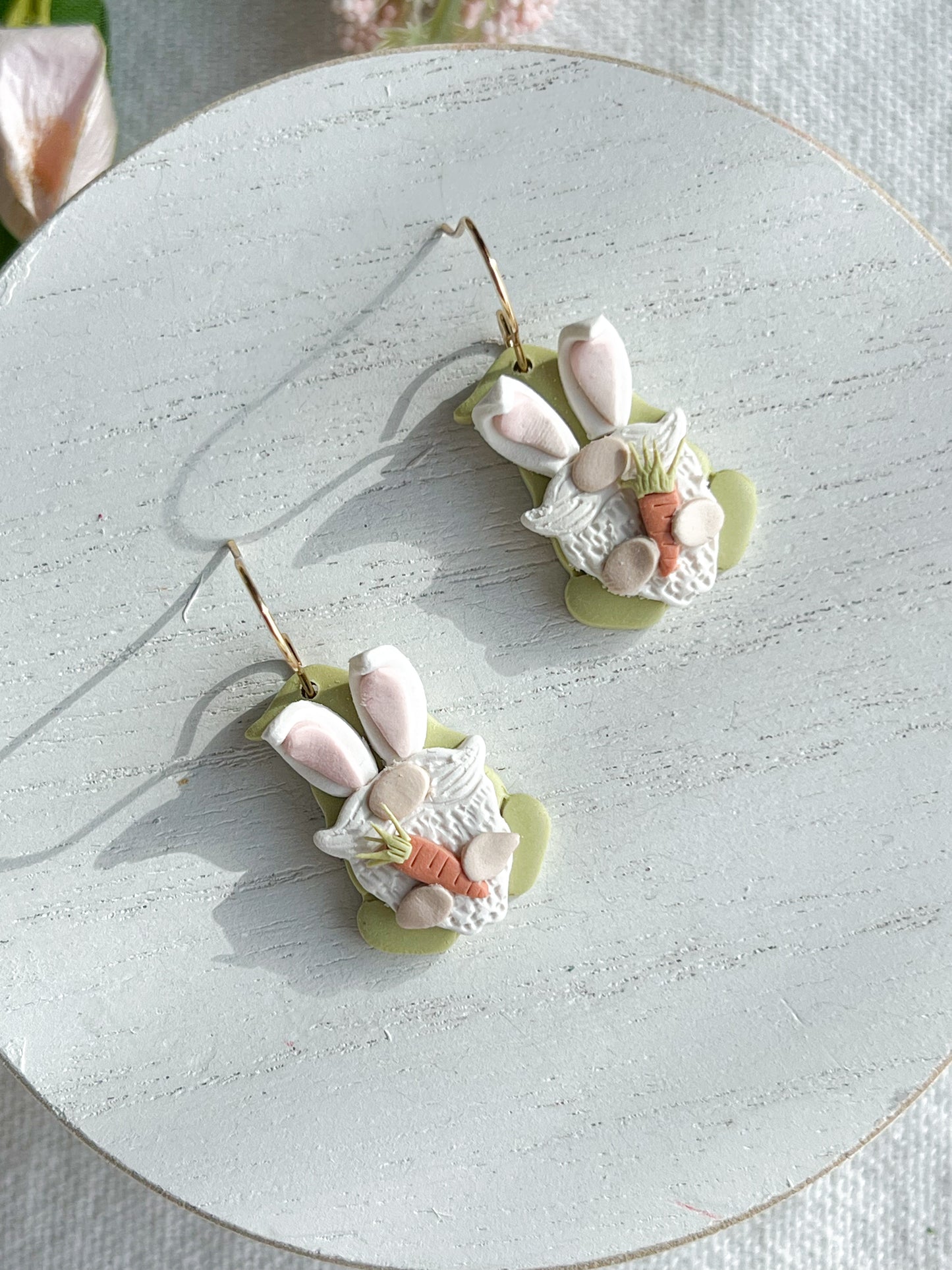 Easter Bunny Gnome with Carrot Polymer Clay Earrings
