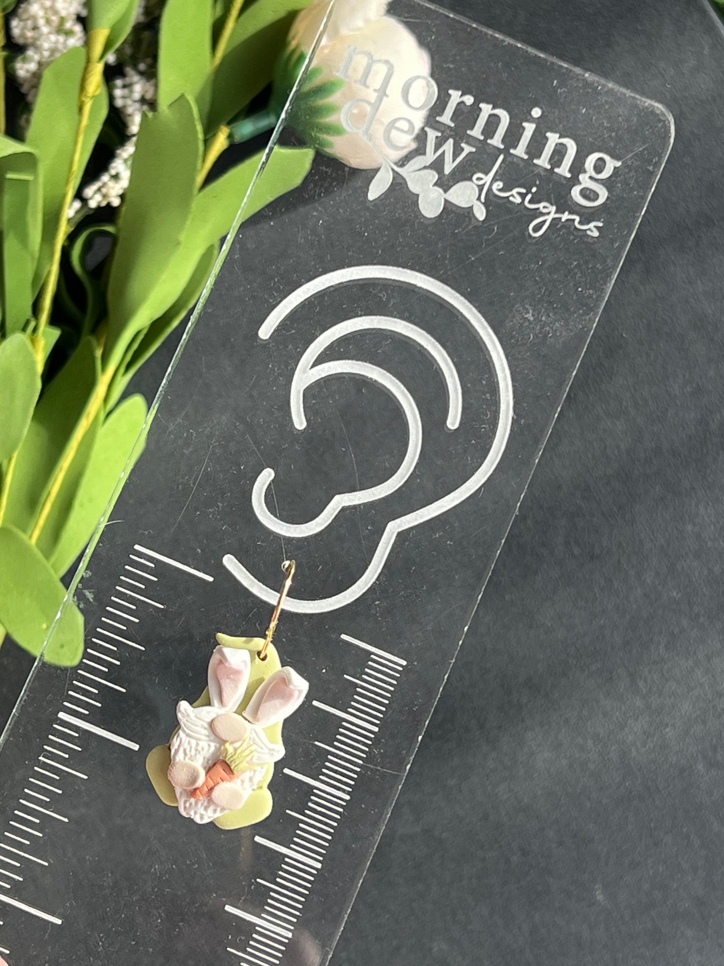 Easter Bunny Gnome with Carrot Polymer Clay Earrings