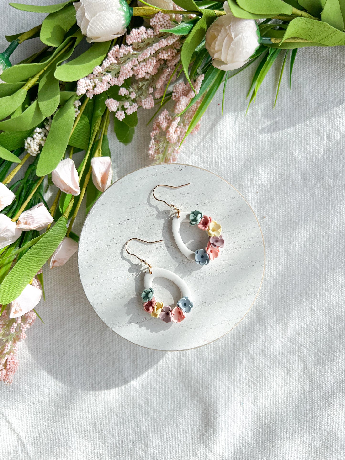 Pastel Floral Egg Polymer Clay Earrings
