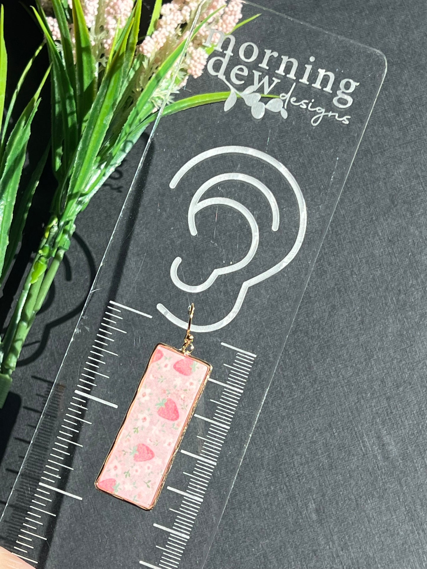 Strawberry Blossom Gold Bezel Polymer Clay Earrings