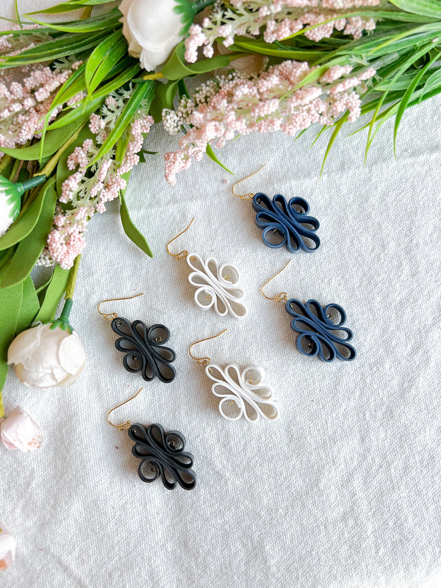 Ribbon Quilling Polymer Clay Hoops