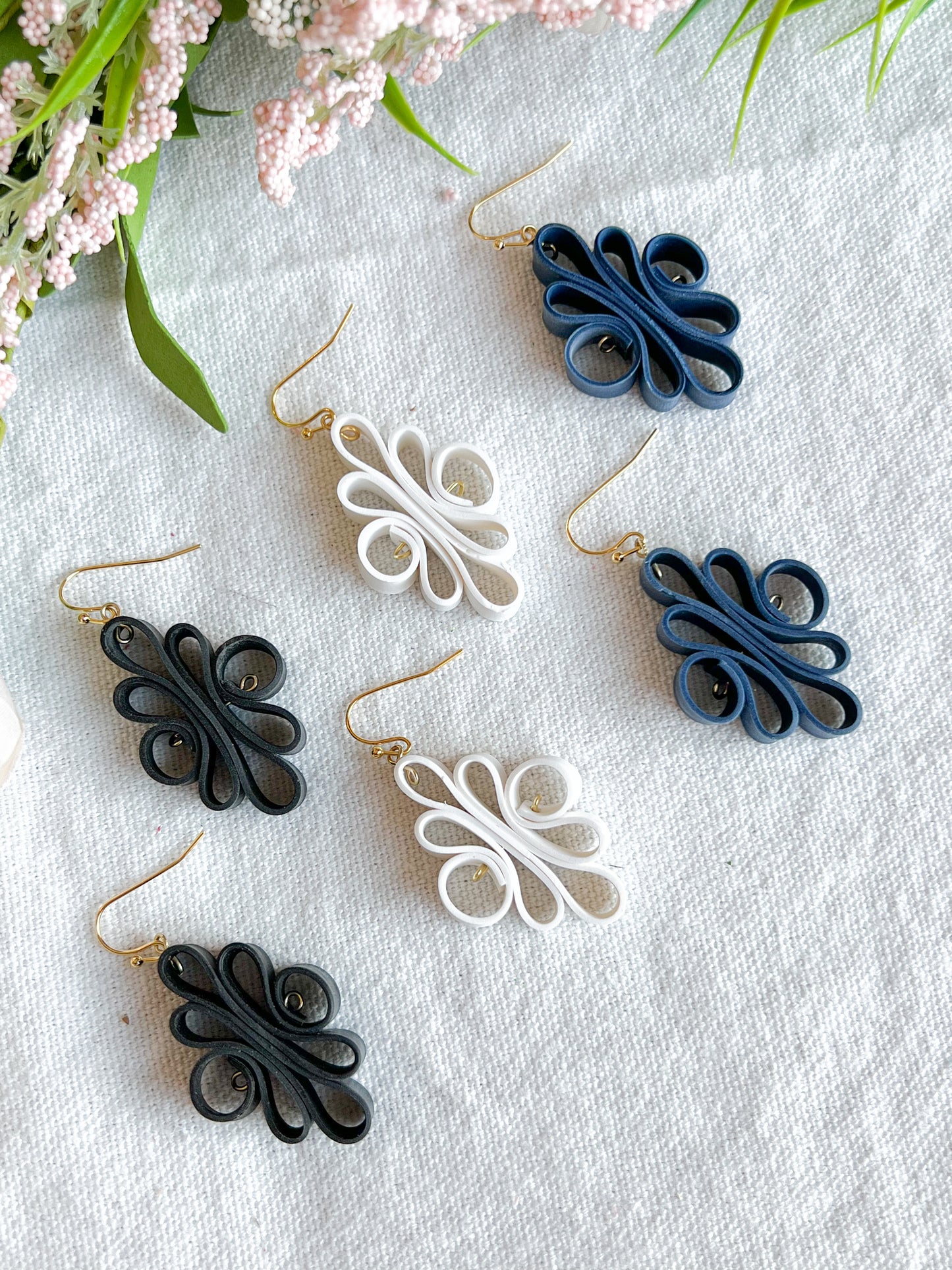 Ribbon Quilling Polymer Clay Hoops