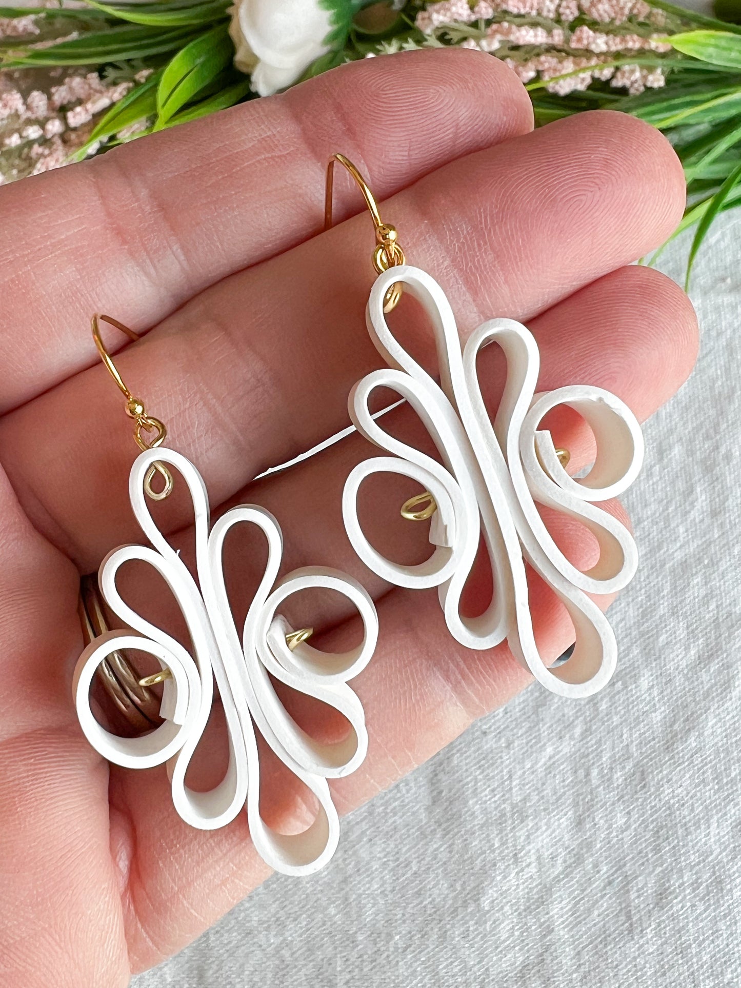 Ribbon Quilling Polymer Clay Hoops