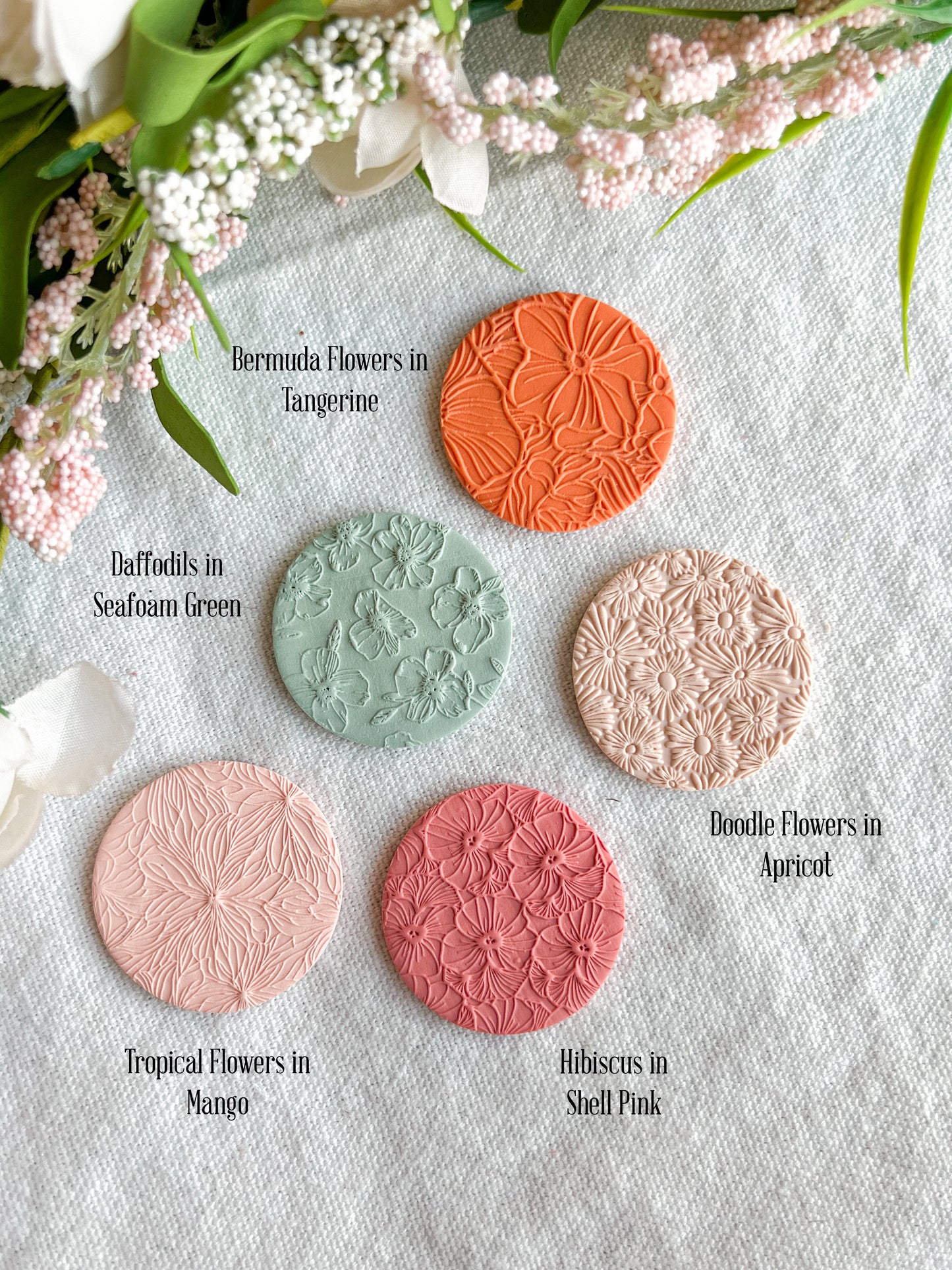 Colorful Textured Summer Floral Polymer Clay Badges | Nurse and Teacher Retractable Badges