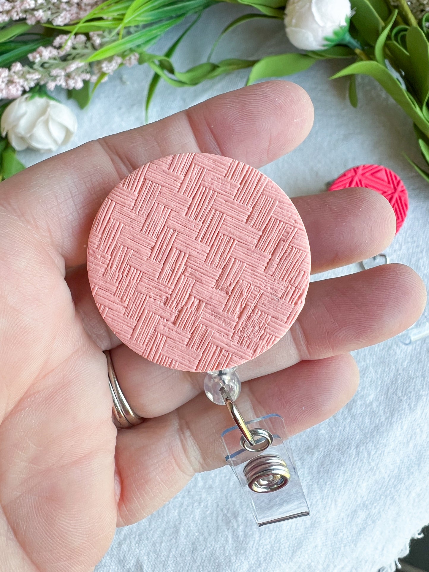Colorful Textured Summer Geometric Polymer Clay Badges | Nurse and Teacher Retractable Badges