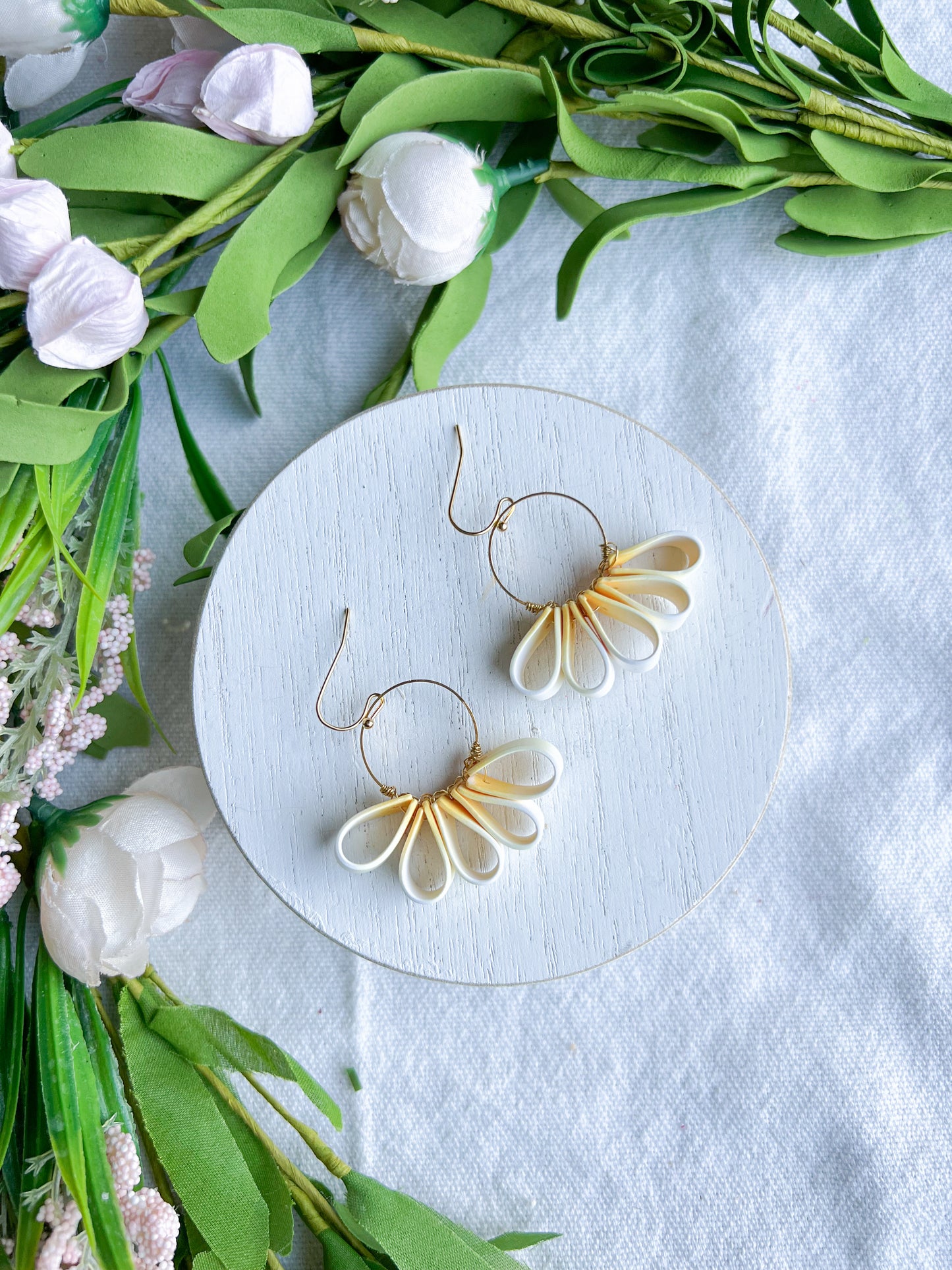 Ombre Daisy Ribbon Technique Polymer Clay Earrings