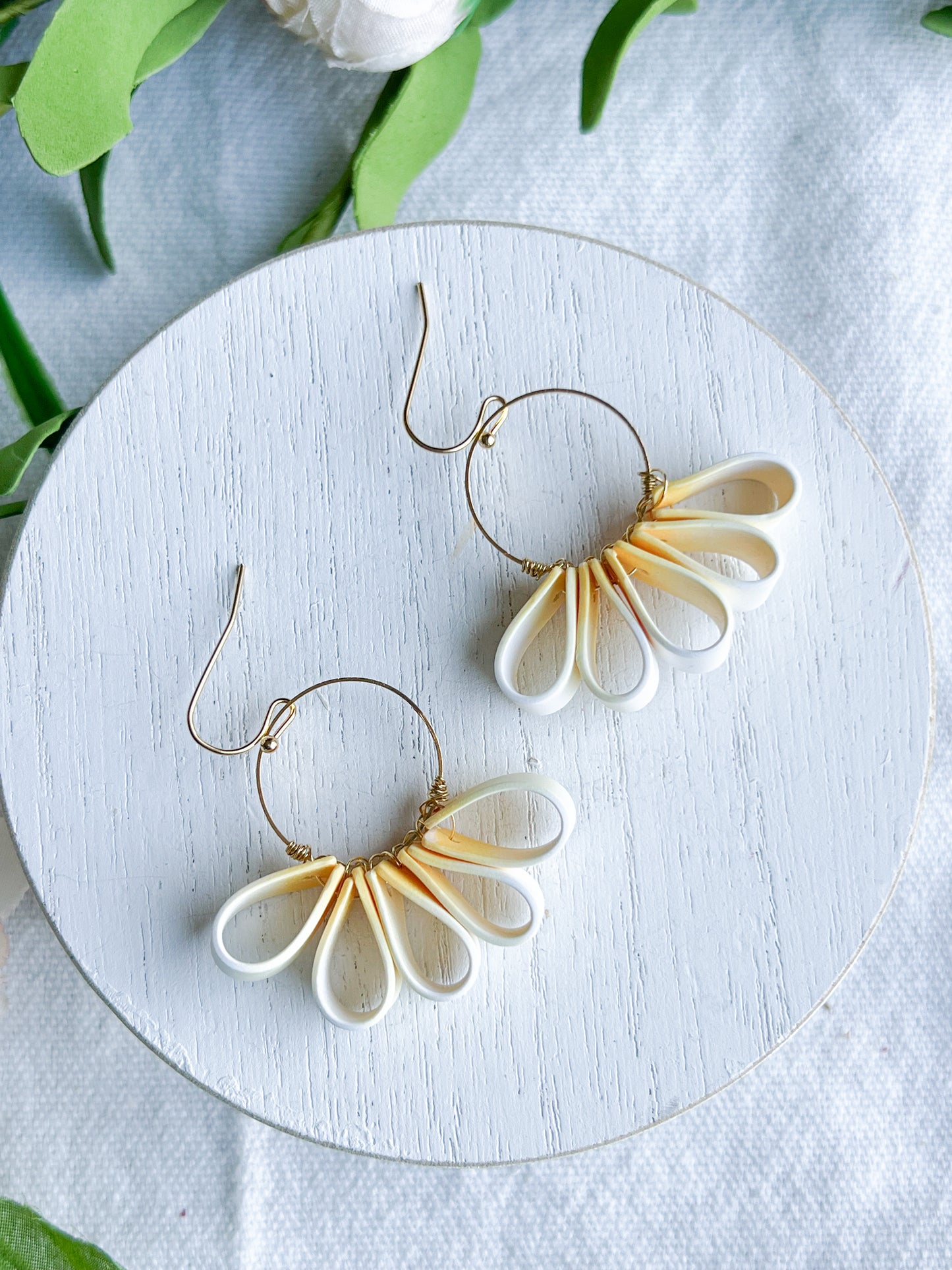 Ombre Daisy Ribbon Technique Polymer Clay Earrings