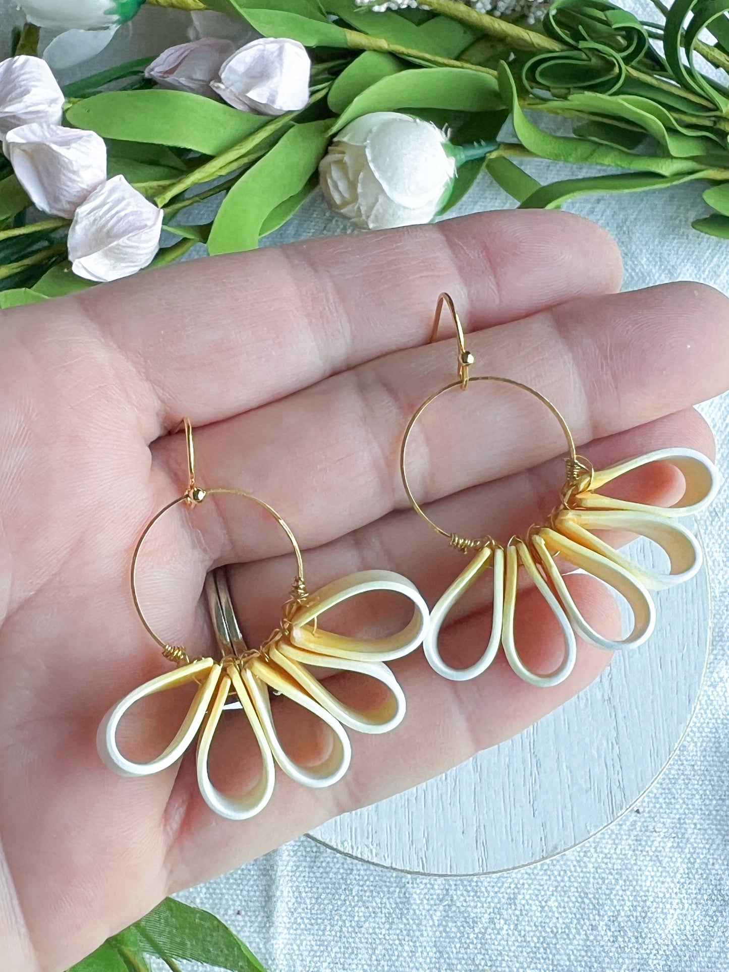 Ombre Daisy Ribbon Technique Polymer Clay Earrings