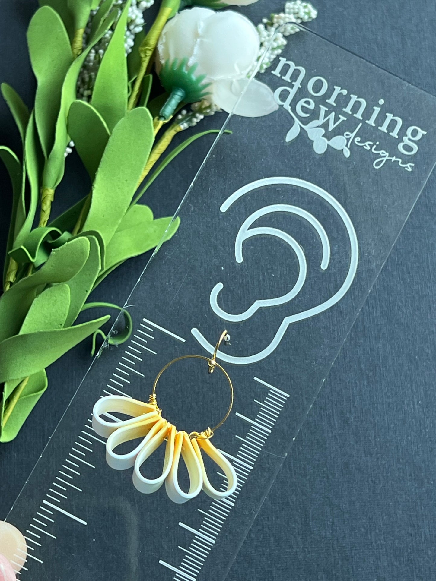 Ombre Daisy Ribbon Technique Polymer Clay Earrings