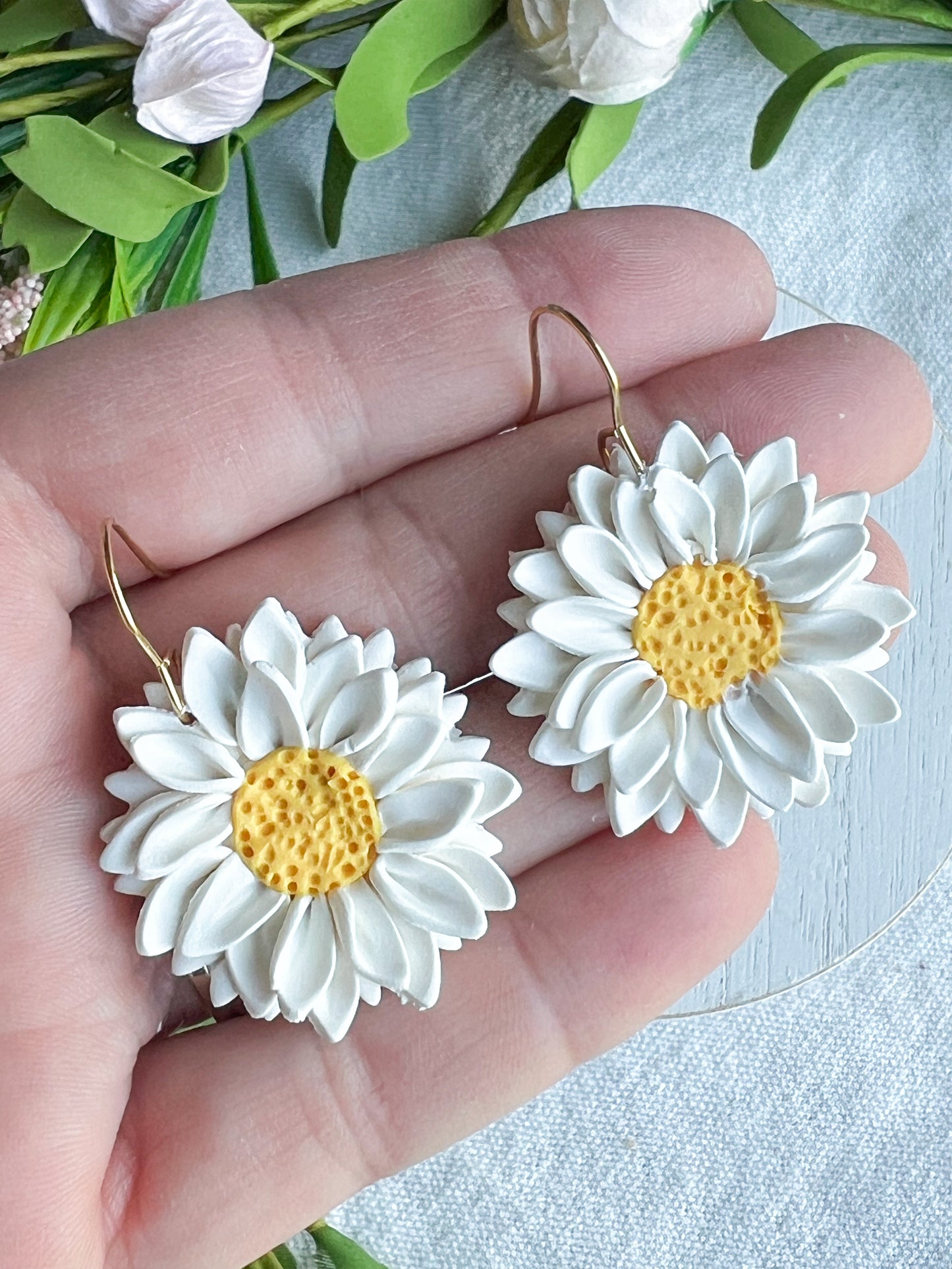 Daisy Petal Polymer Clay Earrings