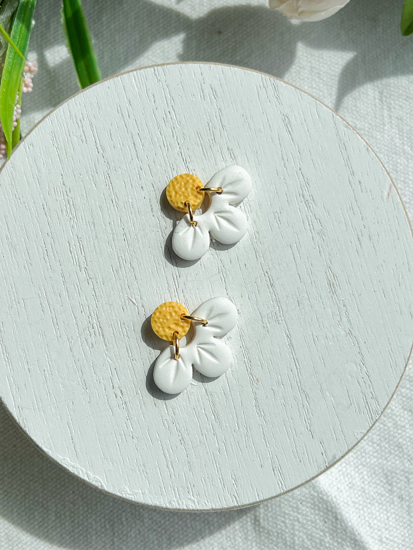 Daisy Polymer Clay Statement Stud