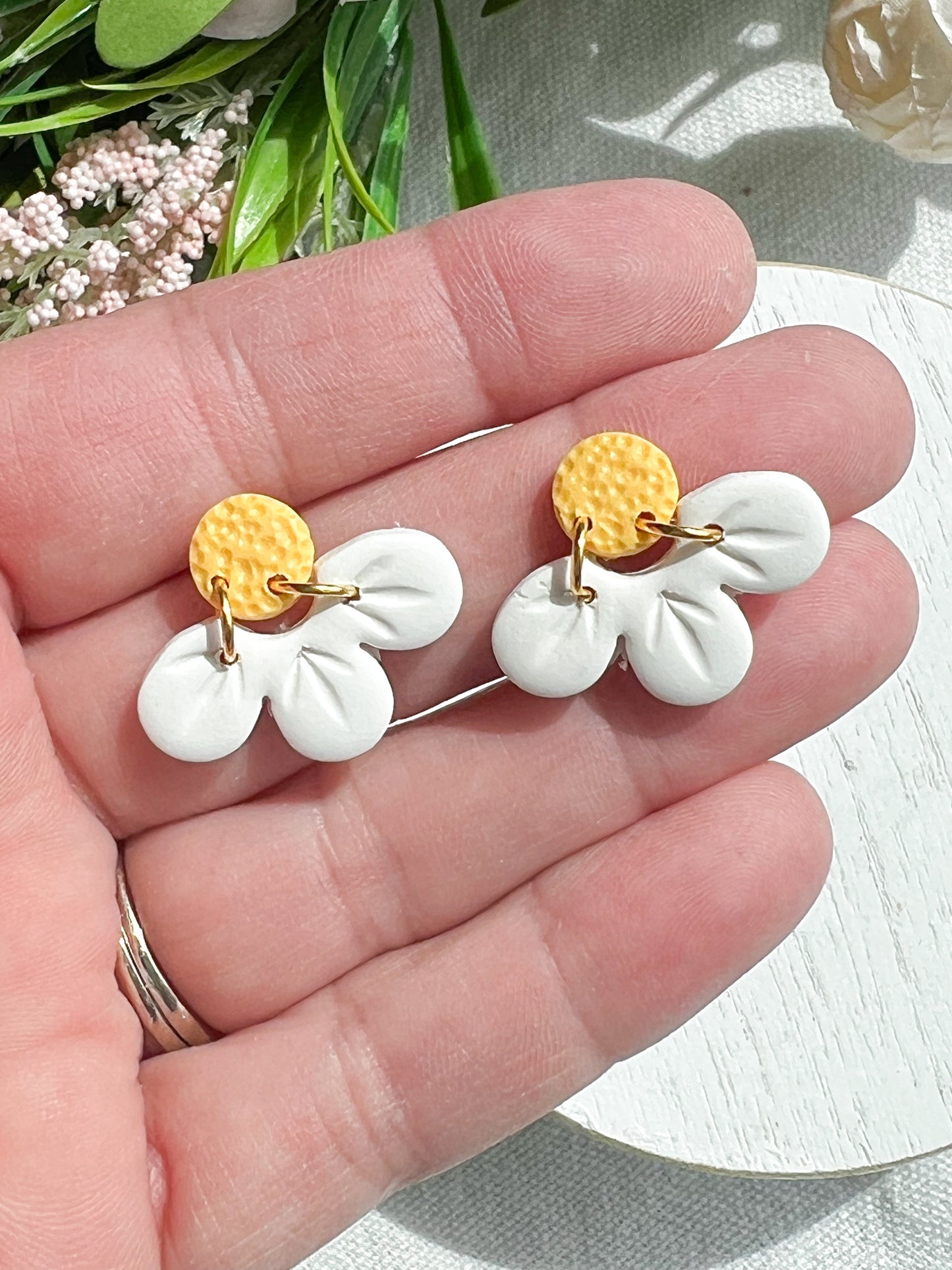 Daisy Polymer Clay Statement Stud