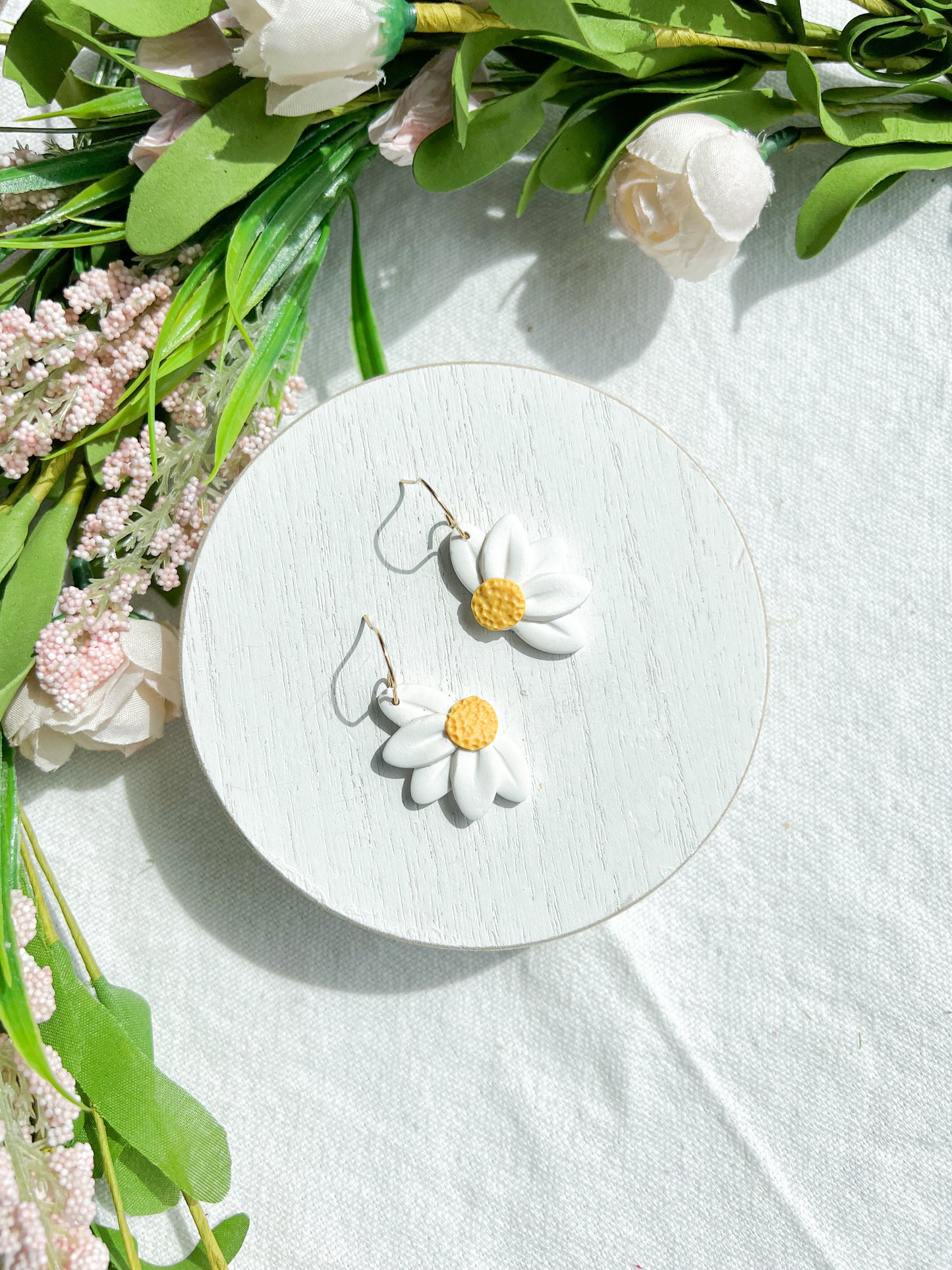 Half Daisy Polymer Clay Earrings